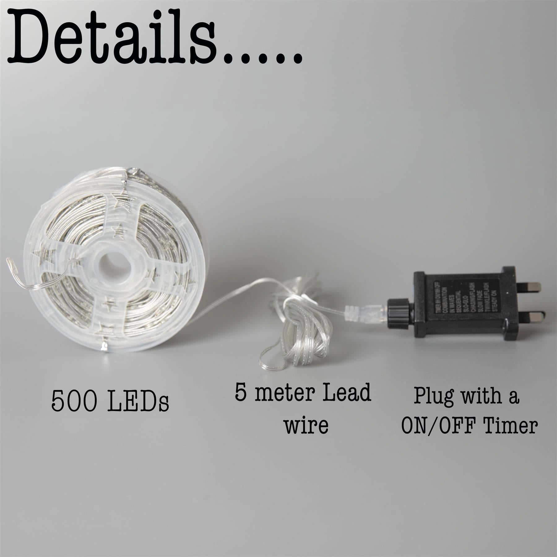 500 LED Christmas Light String Multifunction Xmas Tree Garden Festive Home Decor