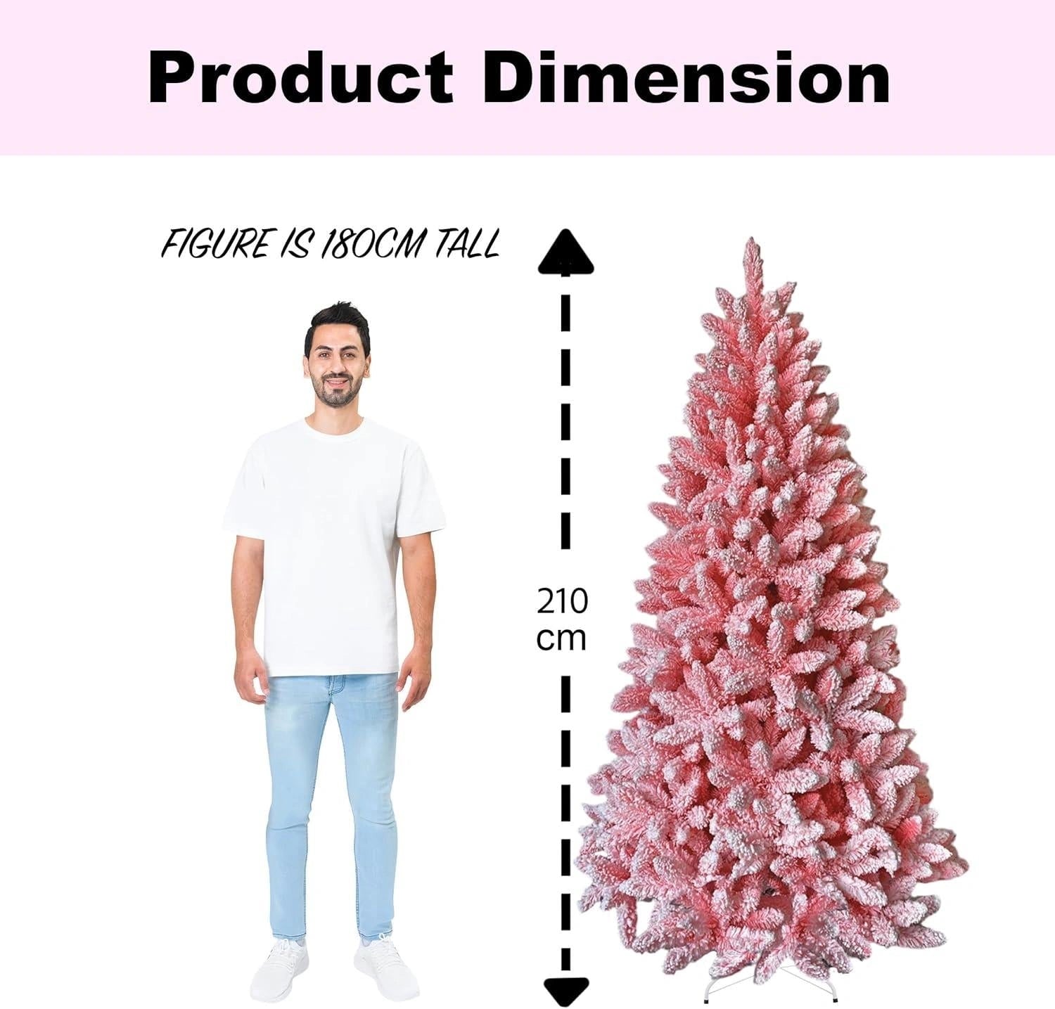 7Ft Christmas Tree Snow Flocked Pink Dusted Artificial Pine Holiday Home Decor