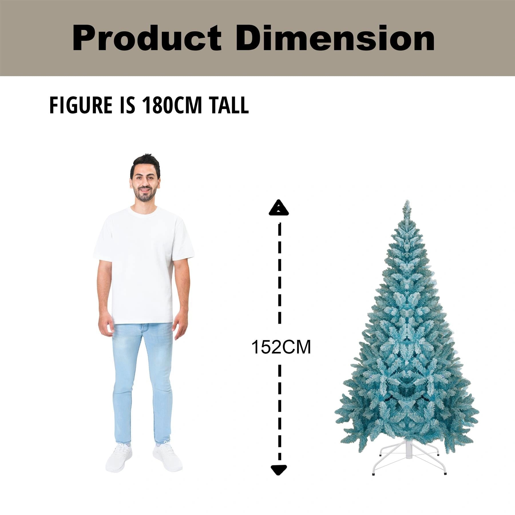 5Ft Christmas Tree Snow Flocked Blue Dusted Artificial Pine Holiday Home Decor