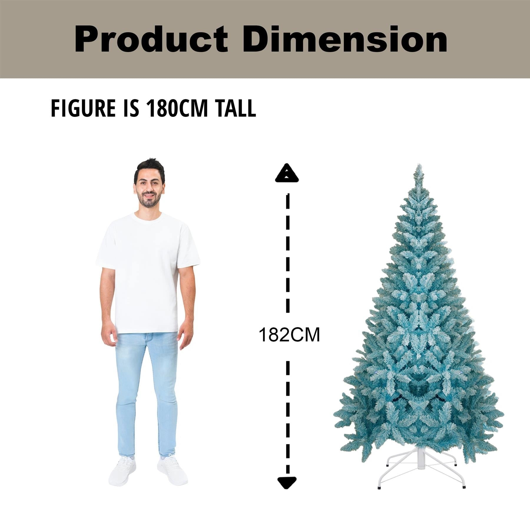 6Ft Christmas Tree Snow Flocked Blue Dusted Artificial Pine Holiday Home Decor