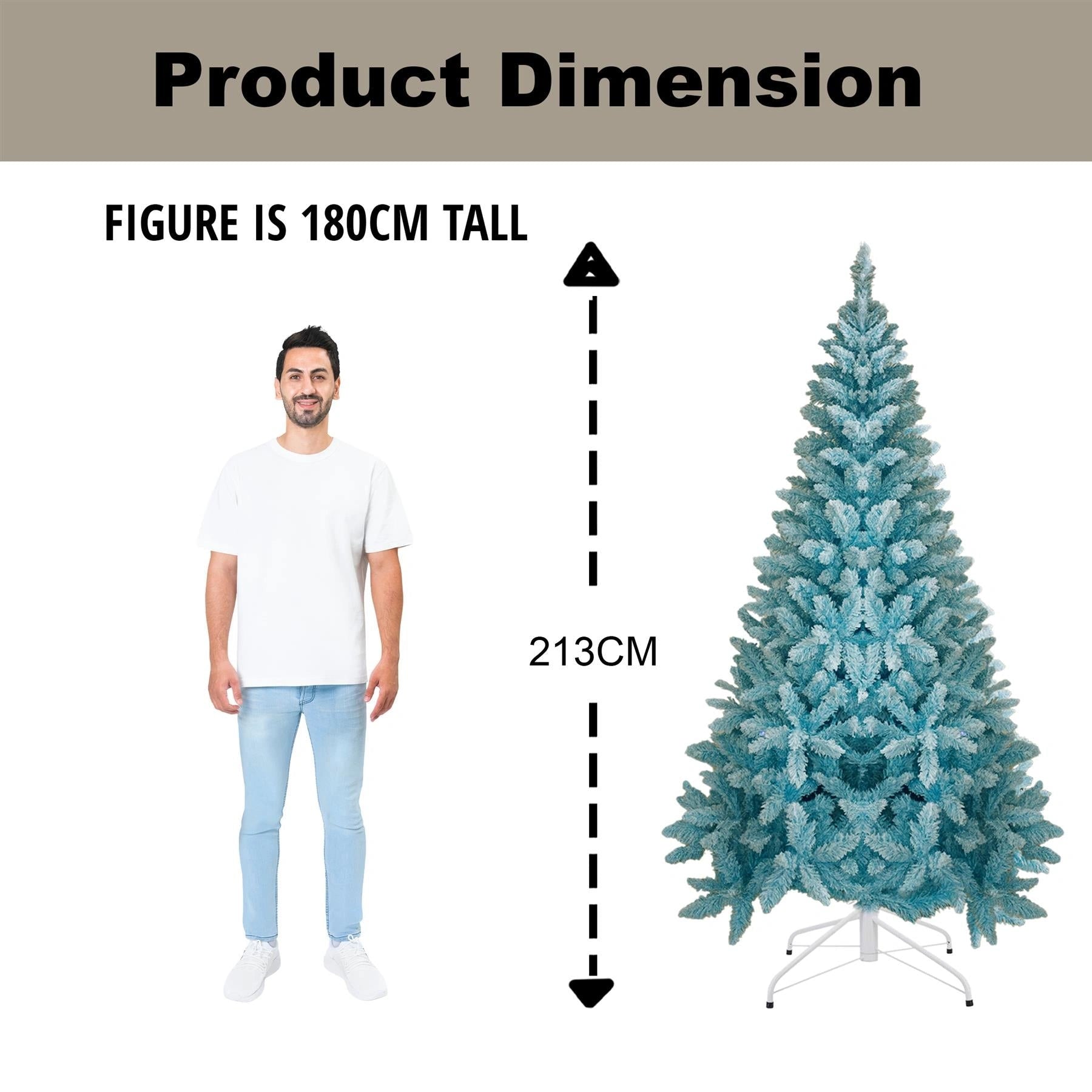 7Ft Christmas Tree Snow Flocked Blue Dusted Artificial Pine Holiday Home Decor