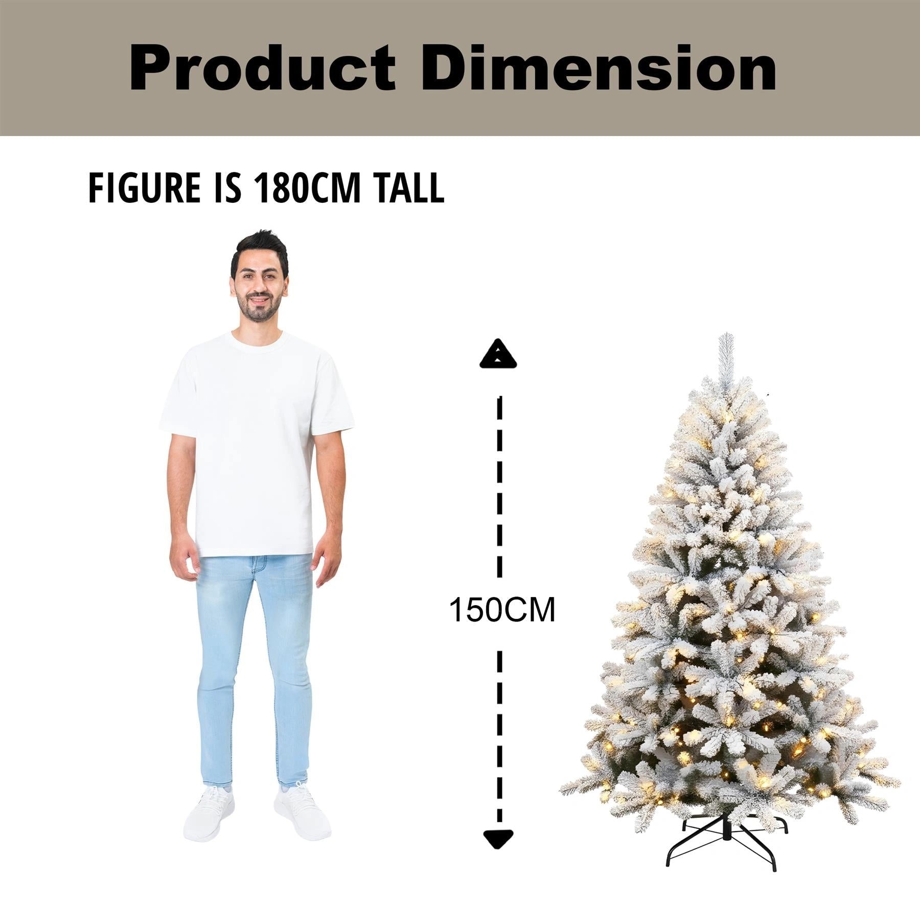 5FT Prelit Christmas Tree Green Artificial Snowy Yukon Pine LED Light Xmas Decor