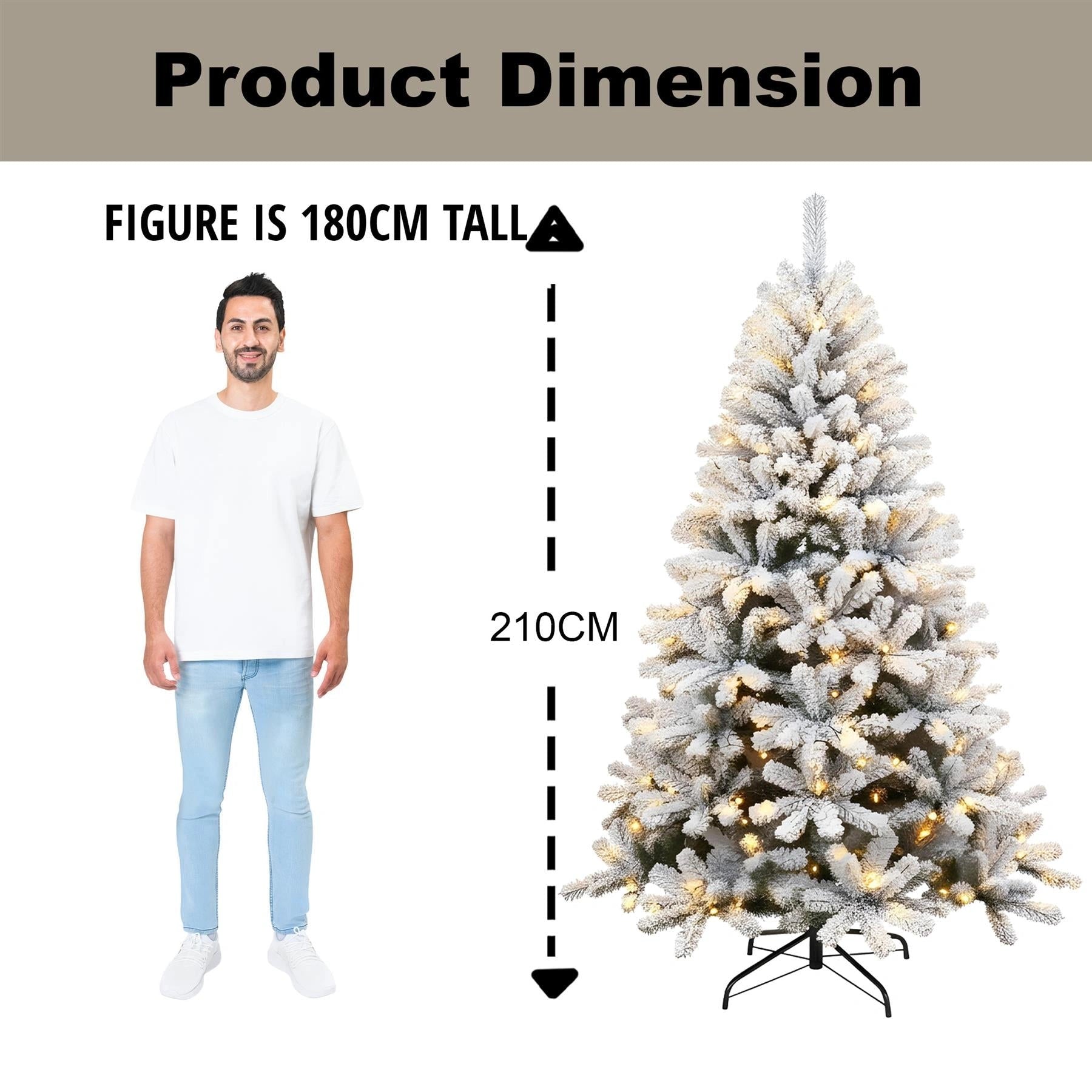 7FT Prelit Christmas Tree Green Artificial Snowy Yukon Pine LED Light Xmas Decor