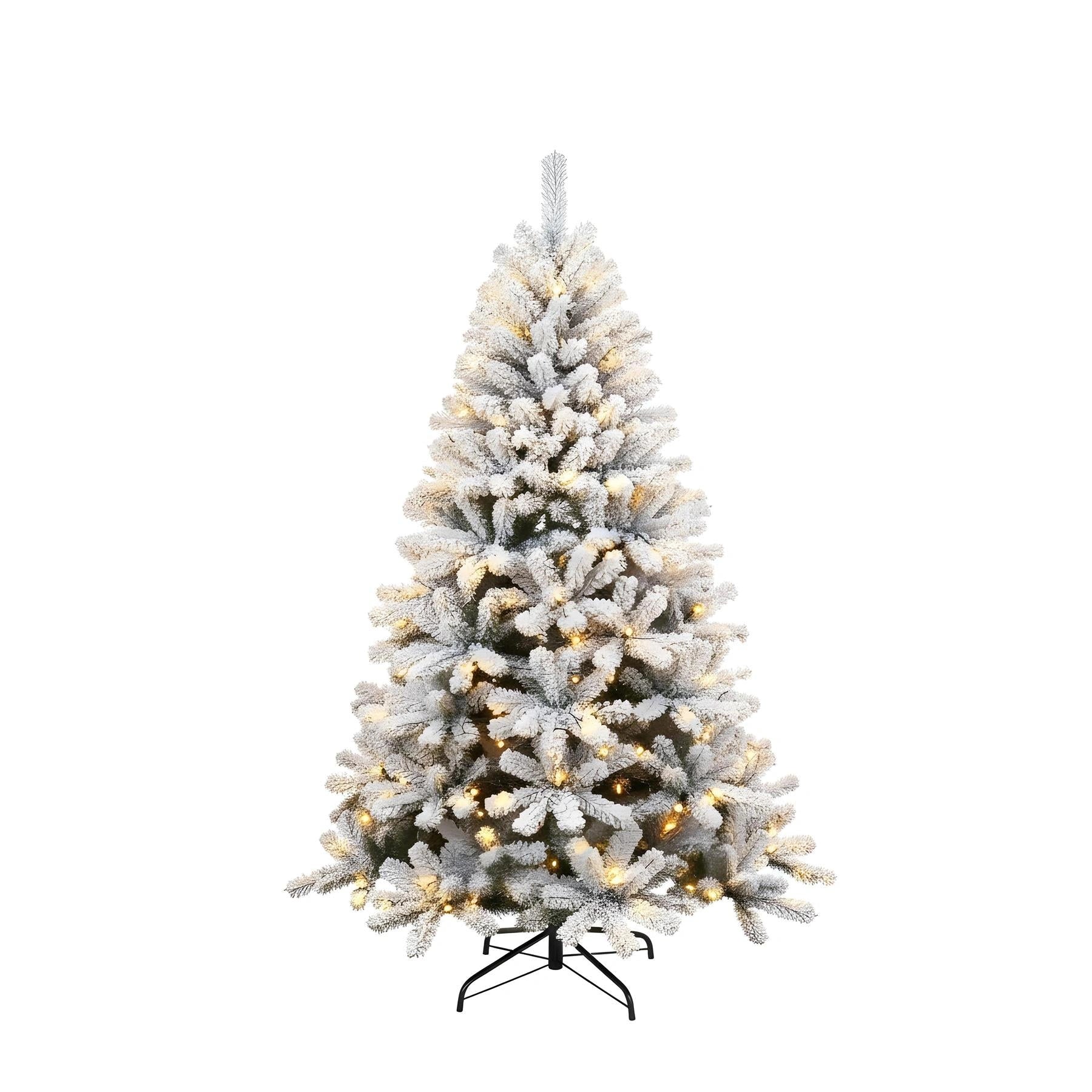 7FT Prelit Christmas Tree Green Artificial Snowy Yukon Pine LED Light Xmas Decor