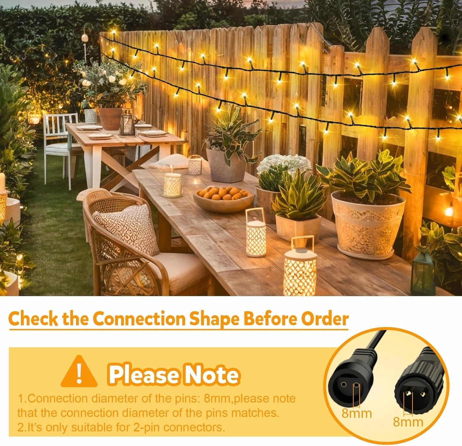 10M Extension Cable 2Pin LED Connector G40 Globe Outdoor Festoon Christmas Light