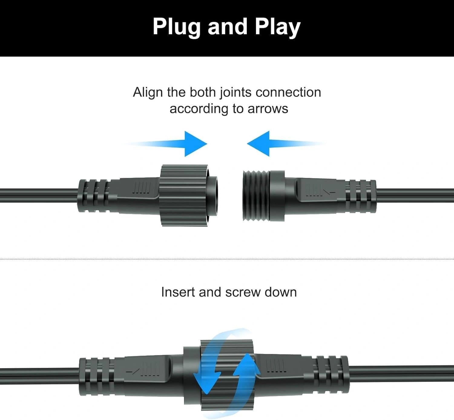 5M Extension Cable 2 Pin LED Connector G40 Globe Outdoor Festoon Christmas Light