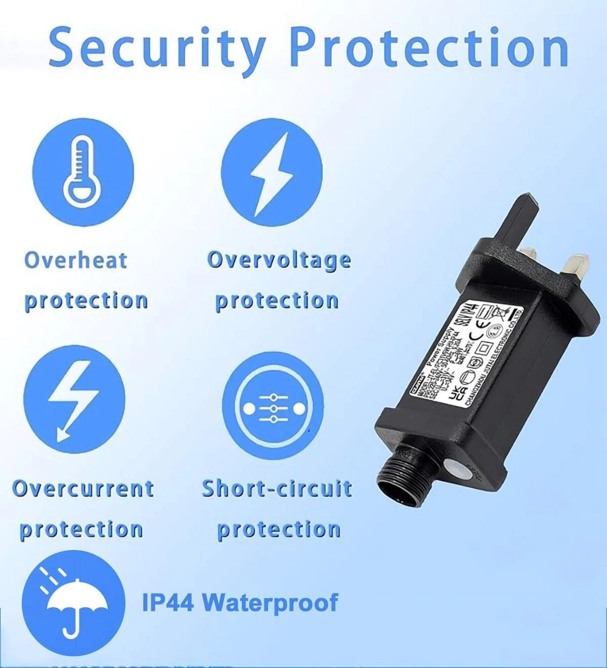 Transformer Plug for Christmas Lights 31v/9W Adapter with Timer Function, 8 Light Modes, Memory Function, IP44