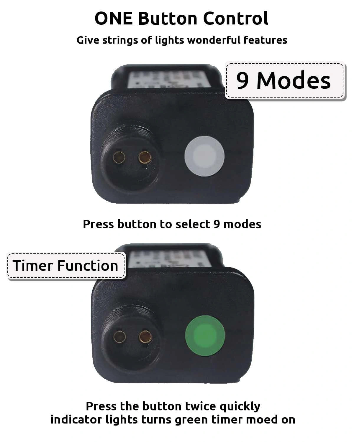 Transformer Plug for Christmas Lights 31v/9W Adapter with Timer Function, 8 Light Modes, Memory Function, IP44