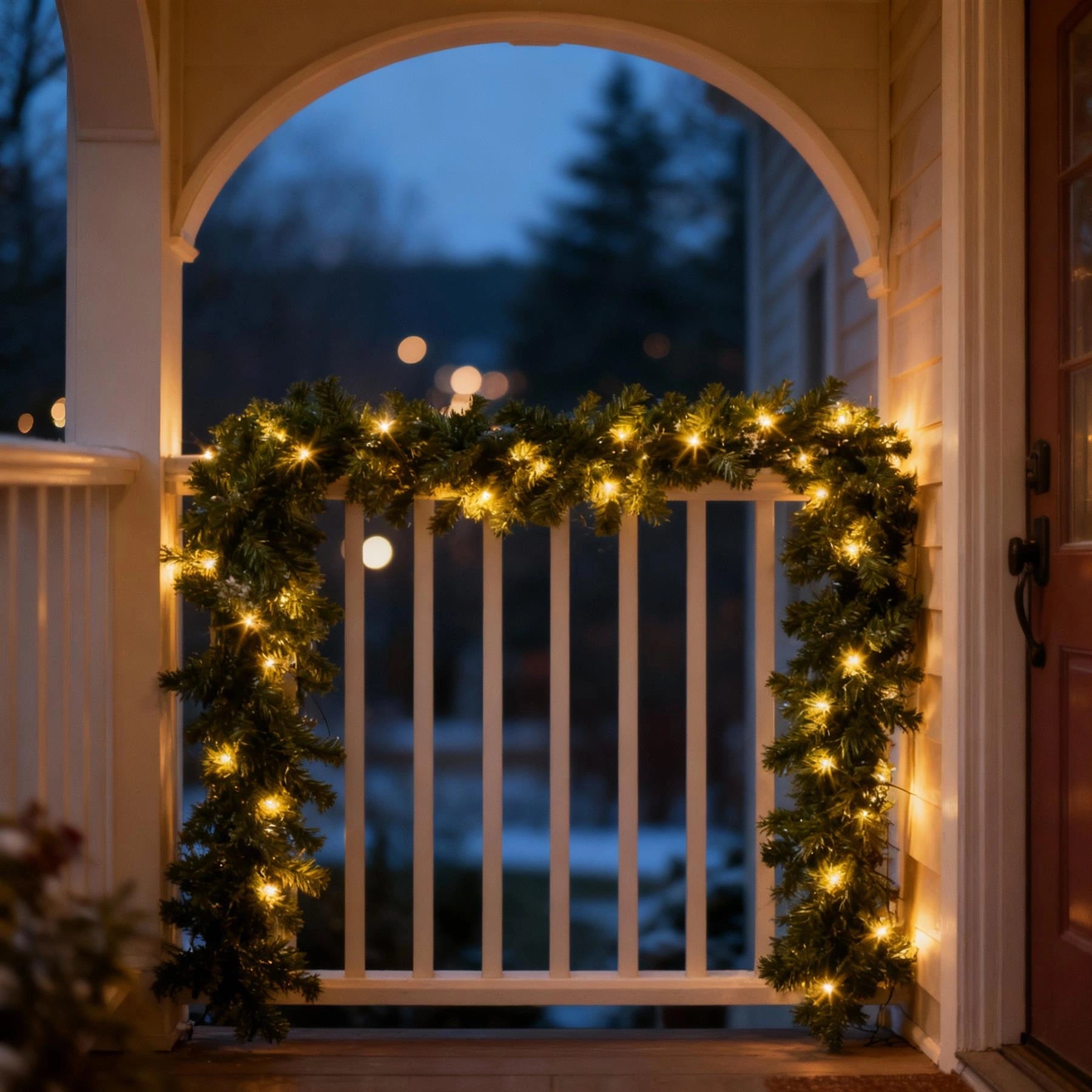 2.7m Alaskan Prelit Green Garland 70LEDs Battery Operated