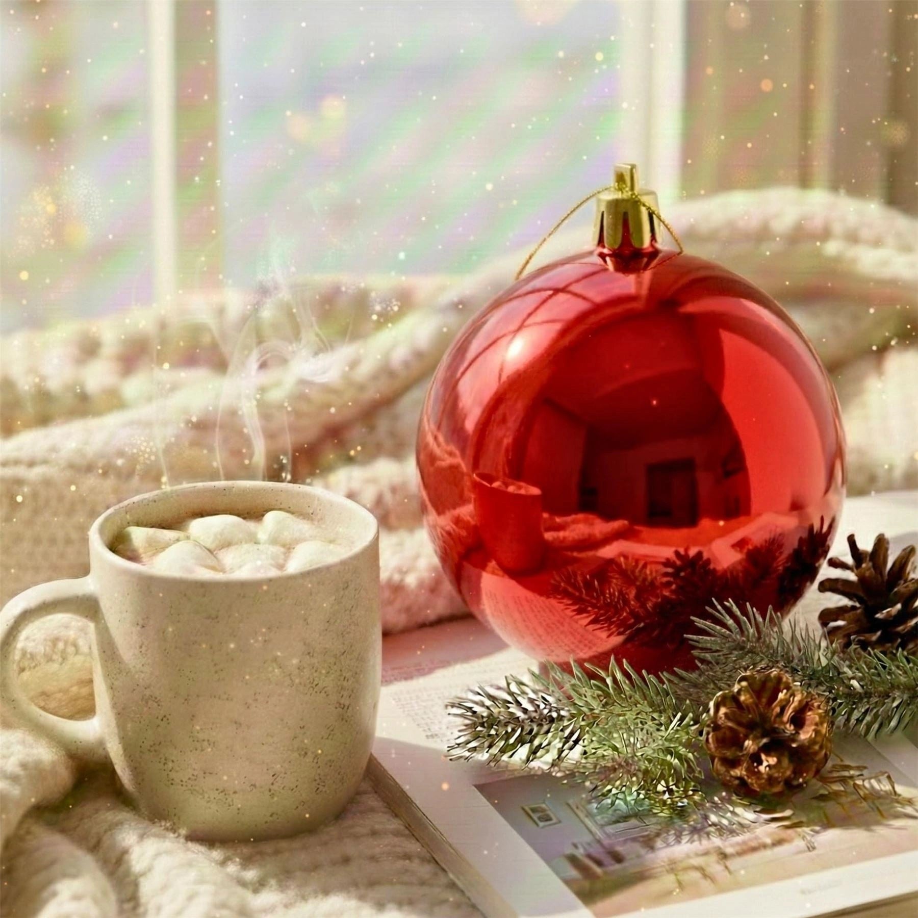 20cm Red Shatterproof Christmas Bauble – Glossy Festive Hanging Decoration