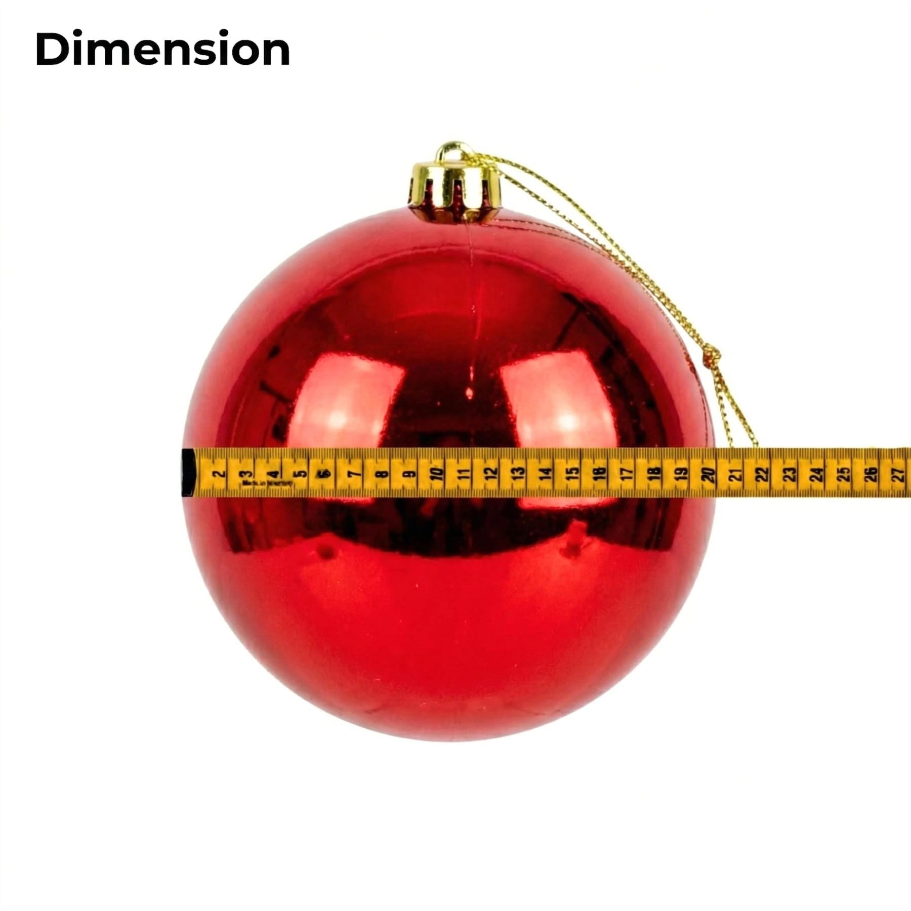 20cm Red Shatterproof Christmas Bauble – Glossy Festive Hanging Decoration
