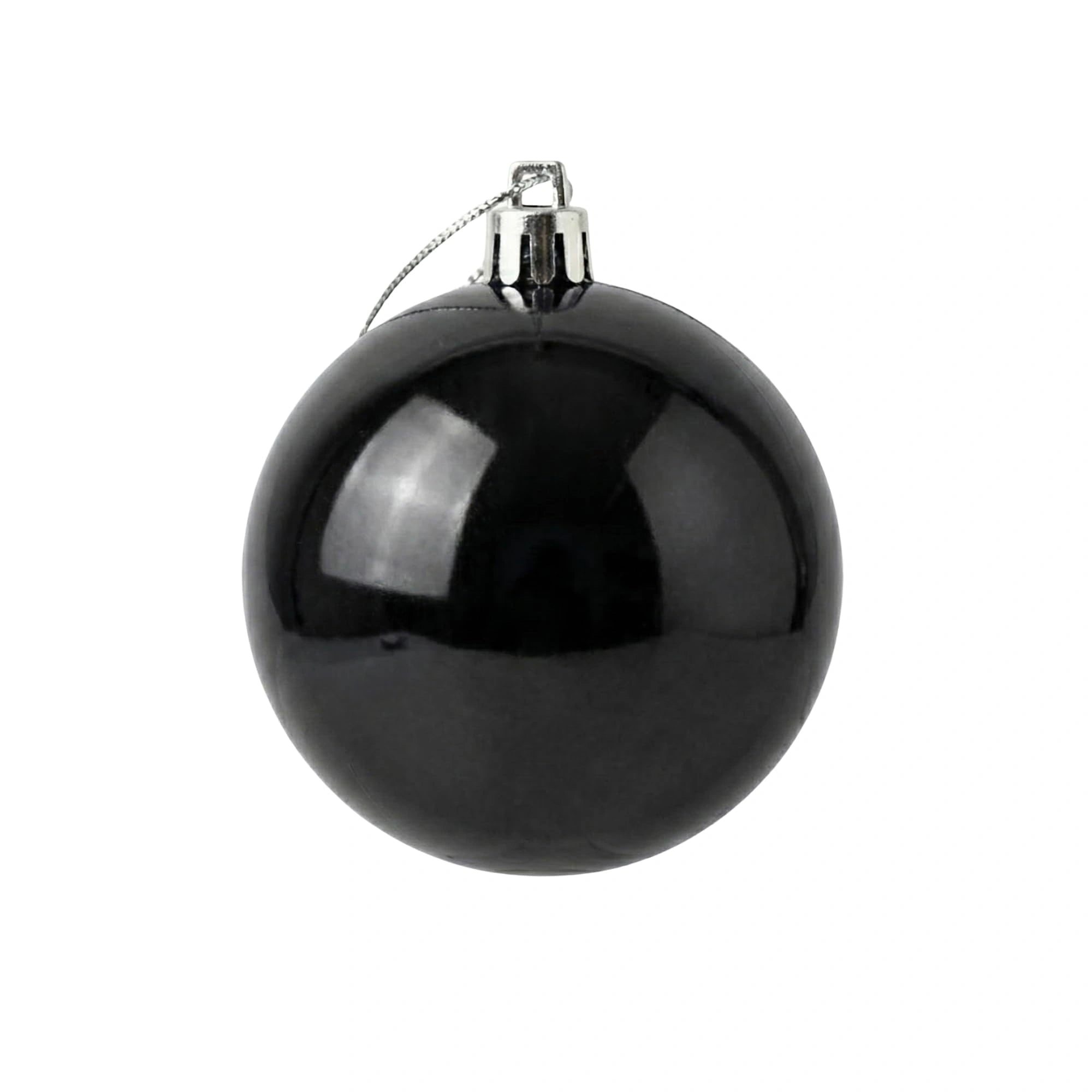 20cm Black Shatterproof Christmas Bauble – Glossy Festive Hanging Decoration