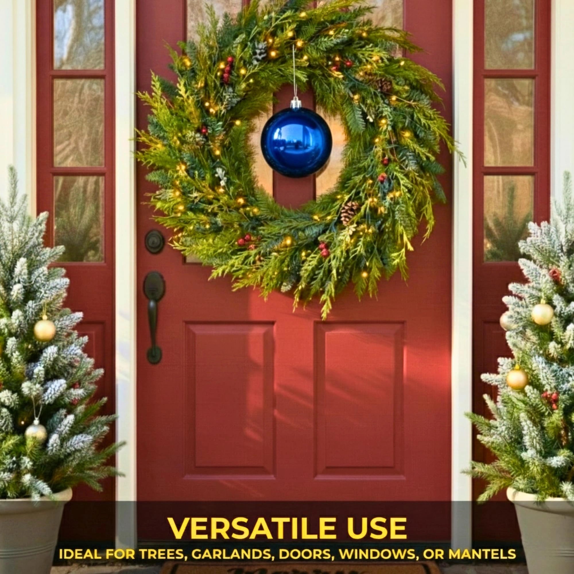 20cm Dark Blue Shatterproof Christmas Bauble – Glossy Festive Hanging Decoration