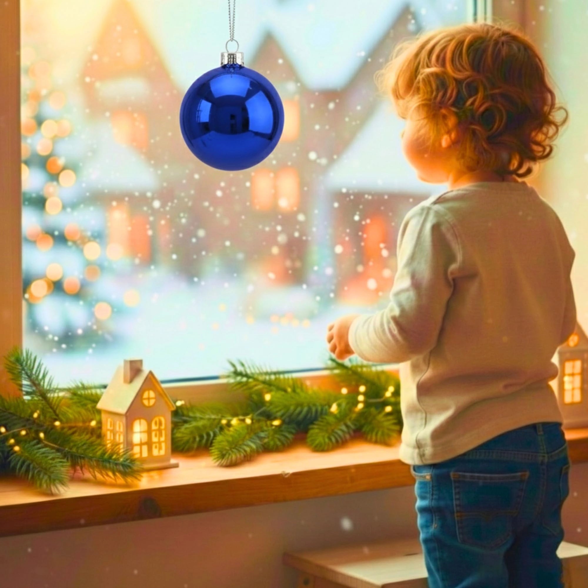 20cm Dark Blue Shatterproof Christmas Bauble – Glossy Festive Hanging Decoration