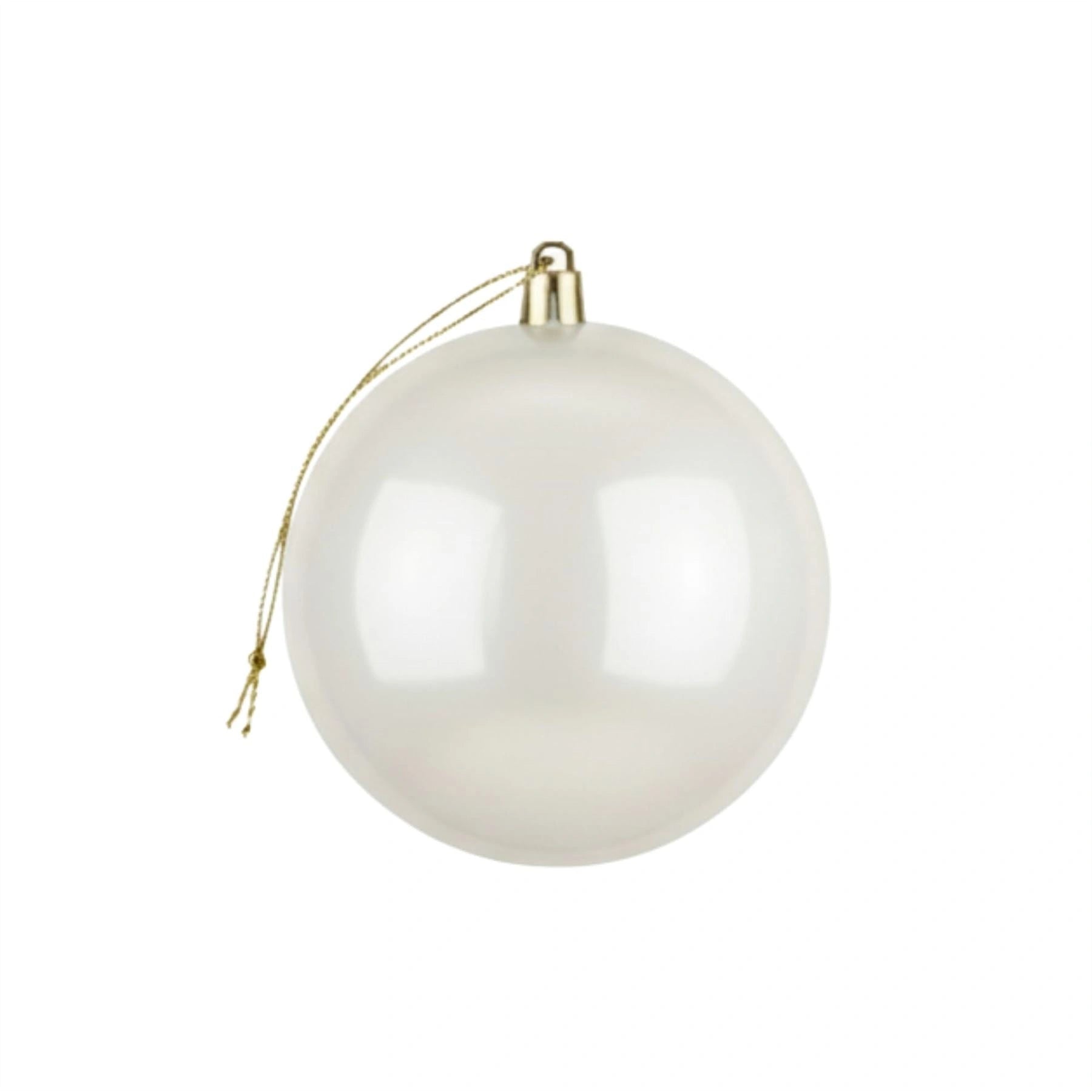20cm White Shatterproof Christmas Bauble – Glossy Festive Hanging Decoration