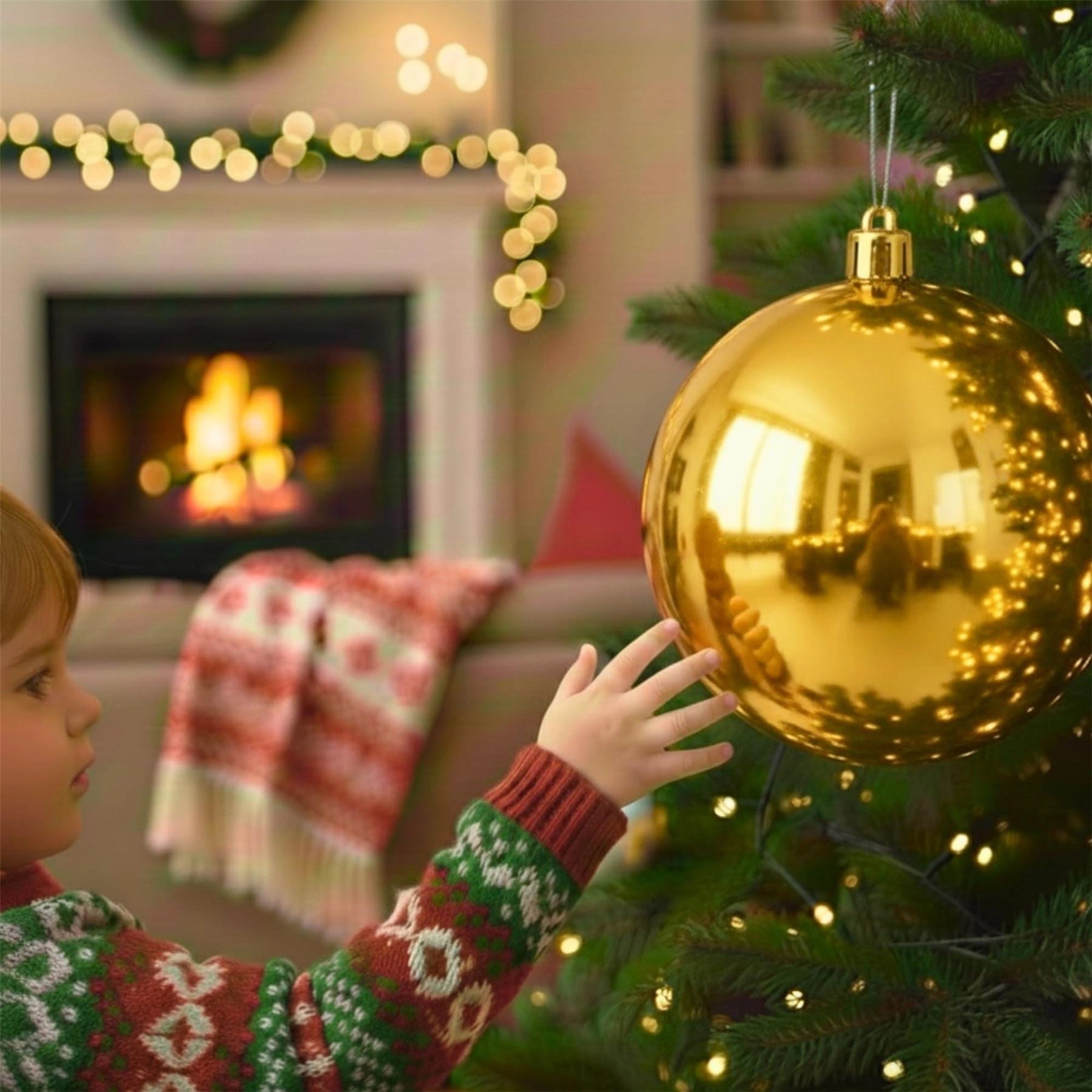 20cm Deep Gold Shatterproof Christmas Bauble – Glossy Festive Hanging Decoration