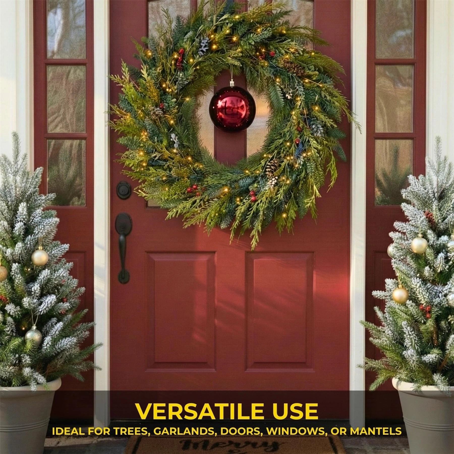 20cm Dark Red Shatterproof Christmas Bauble – Glossy Festive Hanging Decoration