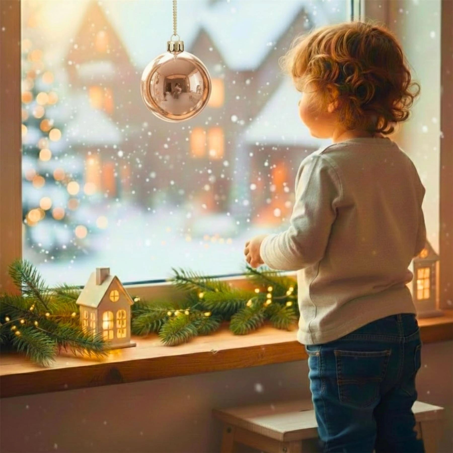 20cm Champagne Shatterproof Christmas Bauble – Glossy Festive Hanging Decoration