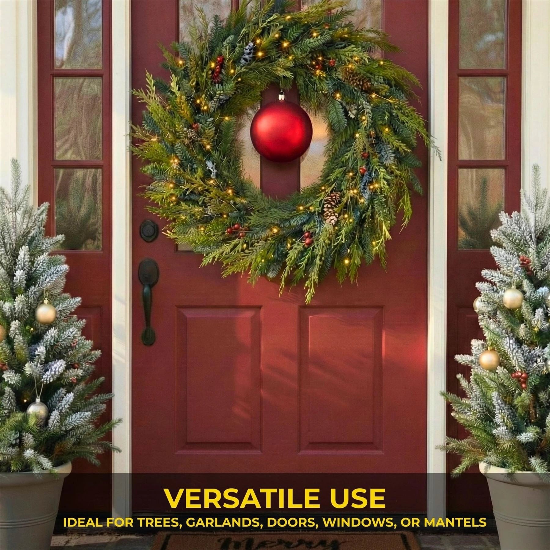 20cm Red Matte Shatterproof Christmas Bauble – Elegant Festive Hanging Decoration