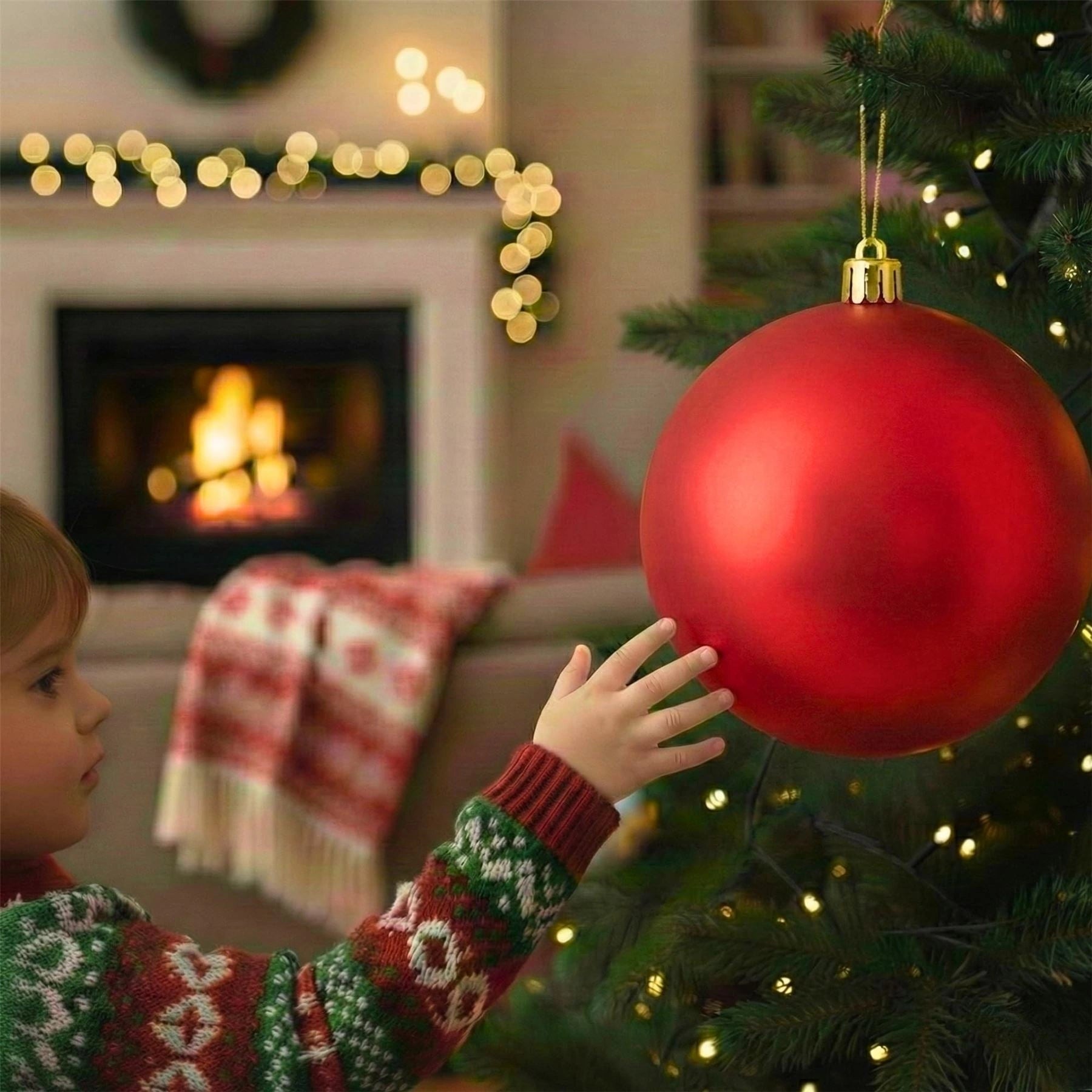 20cm Red Matte Shatterproof Christmas Bauble – Elegant Festive Hanging Decoration