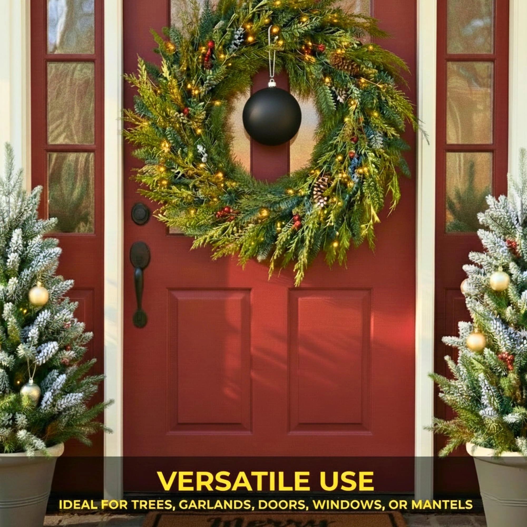 20cm Black Matte Shatterproof Christmas Bauble – Elegant Festive Hanging Decoration