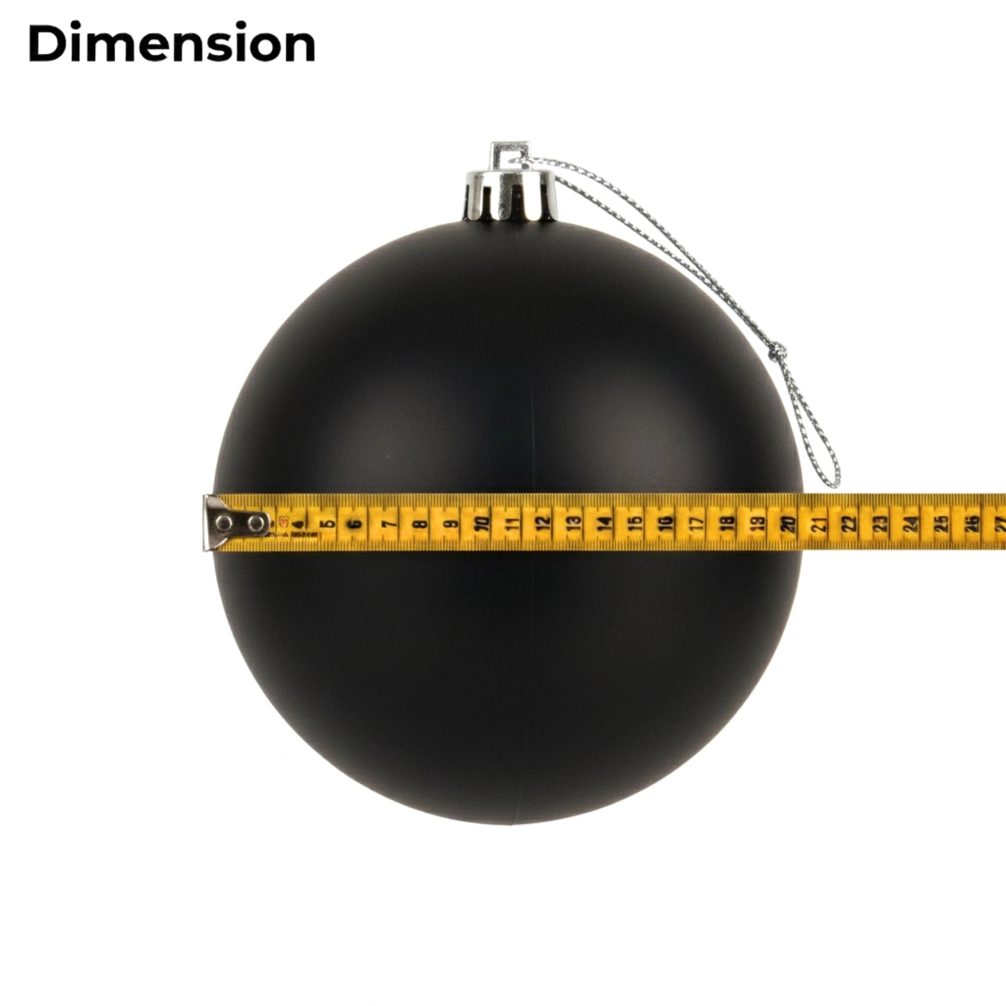 20cm Black Matte Shatterproof Christmas Bauble – Elegant Festive Hanging Decoration
