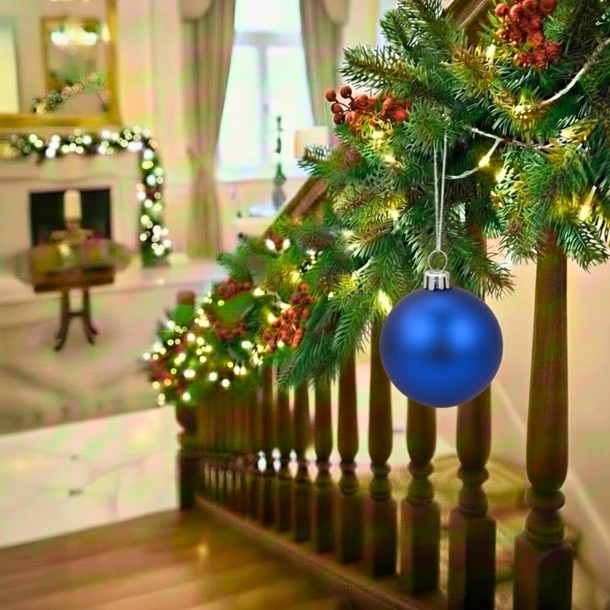 20cm Dark Blue Matte Shatterproof Christmas Bauble – Elegant Festive Hanging Decoration