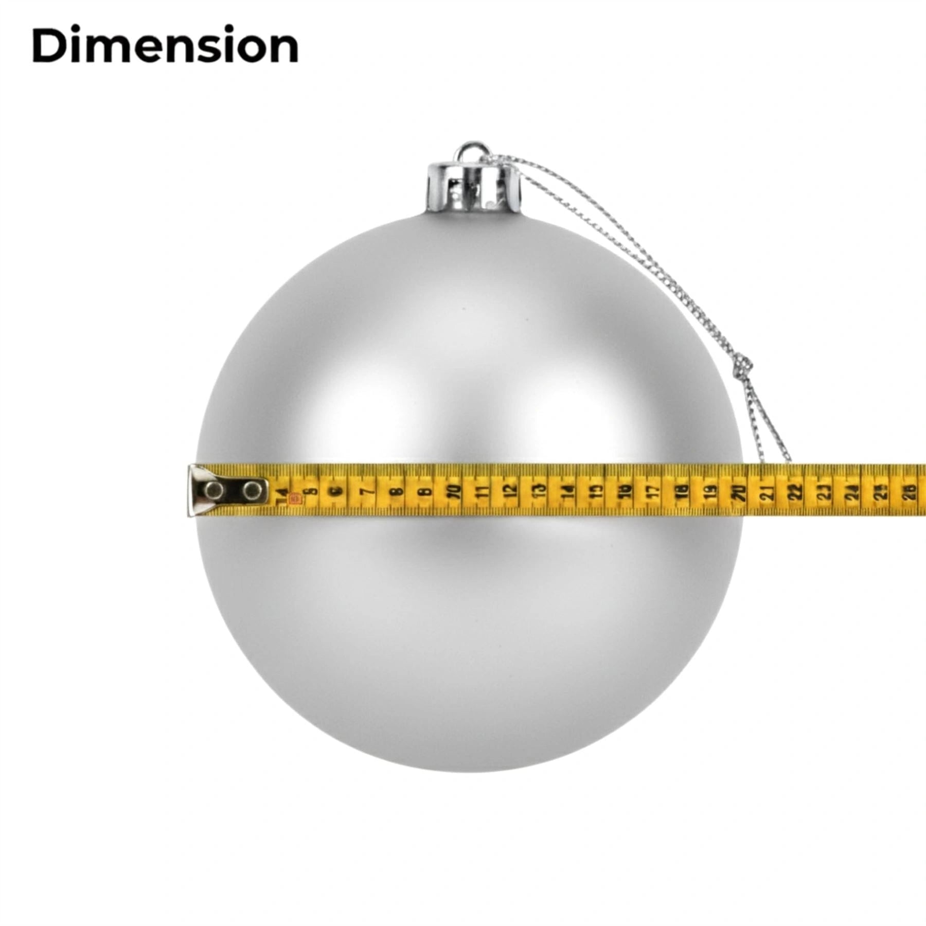 20cm Silver Matte Shatterproof Christmas Bauble – Elegant Festive Hanging Decoration