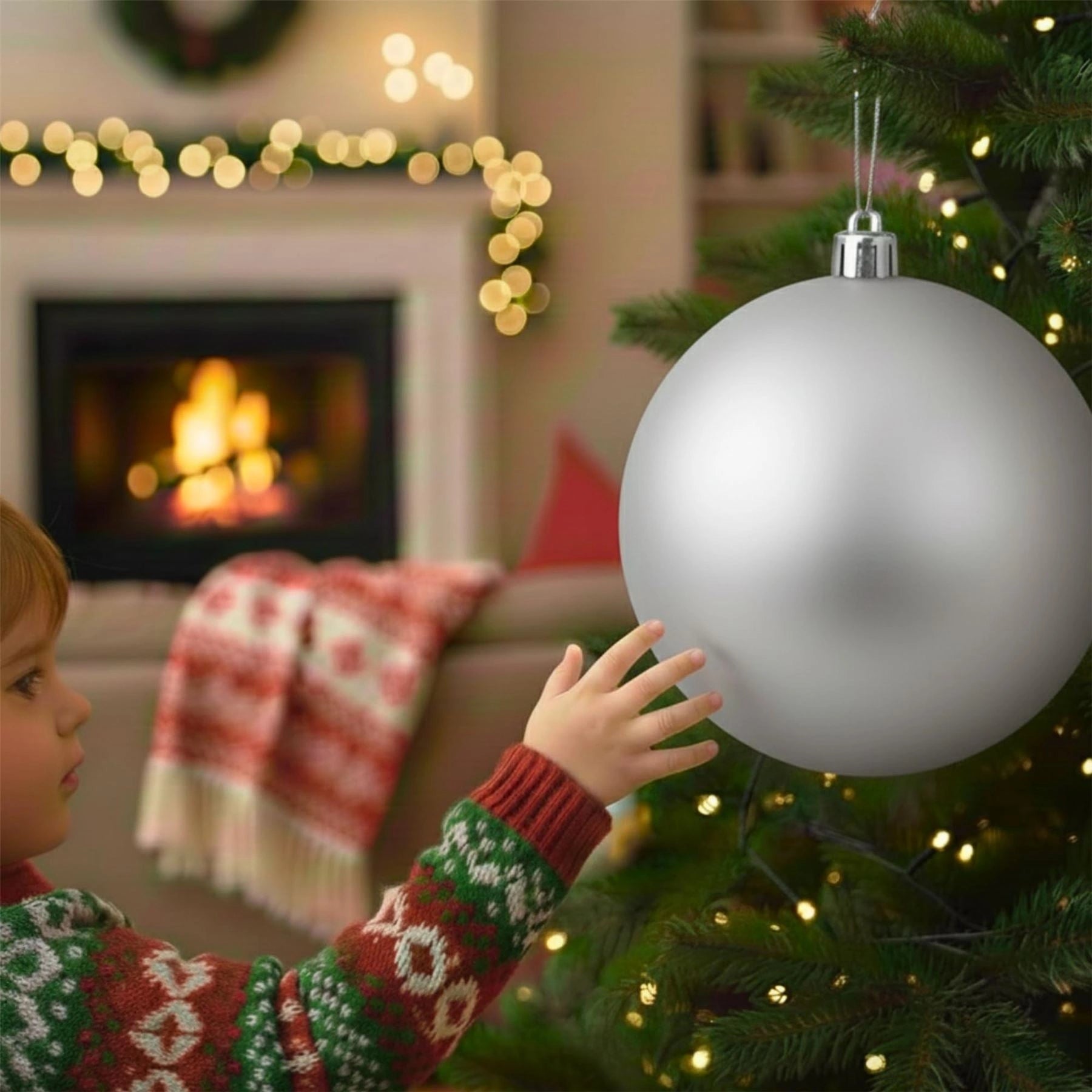 20cm Silver Matte Shatterproof Christmas Bauble – Elegant Festive Hanging Decoration