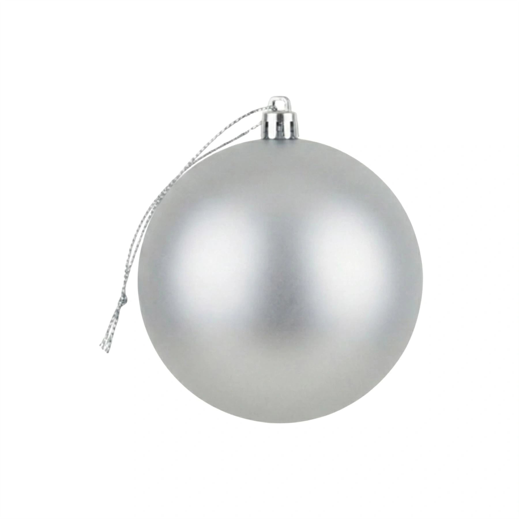 20cm Silver Matte Shatterproof Christmas Bauble – Elegant Festive Hanging Decoration