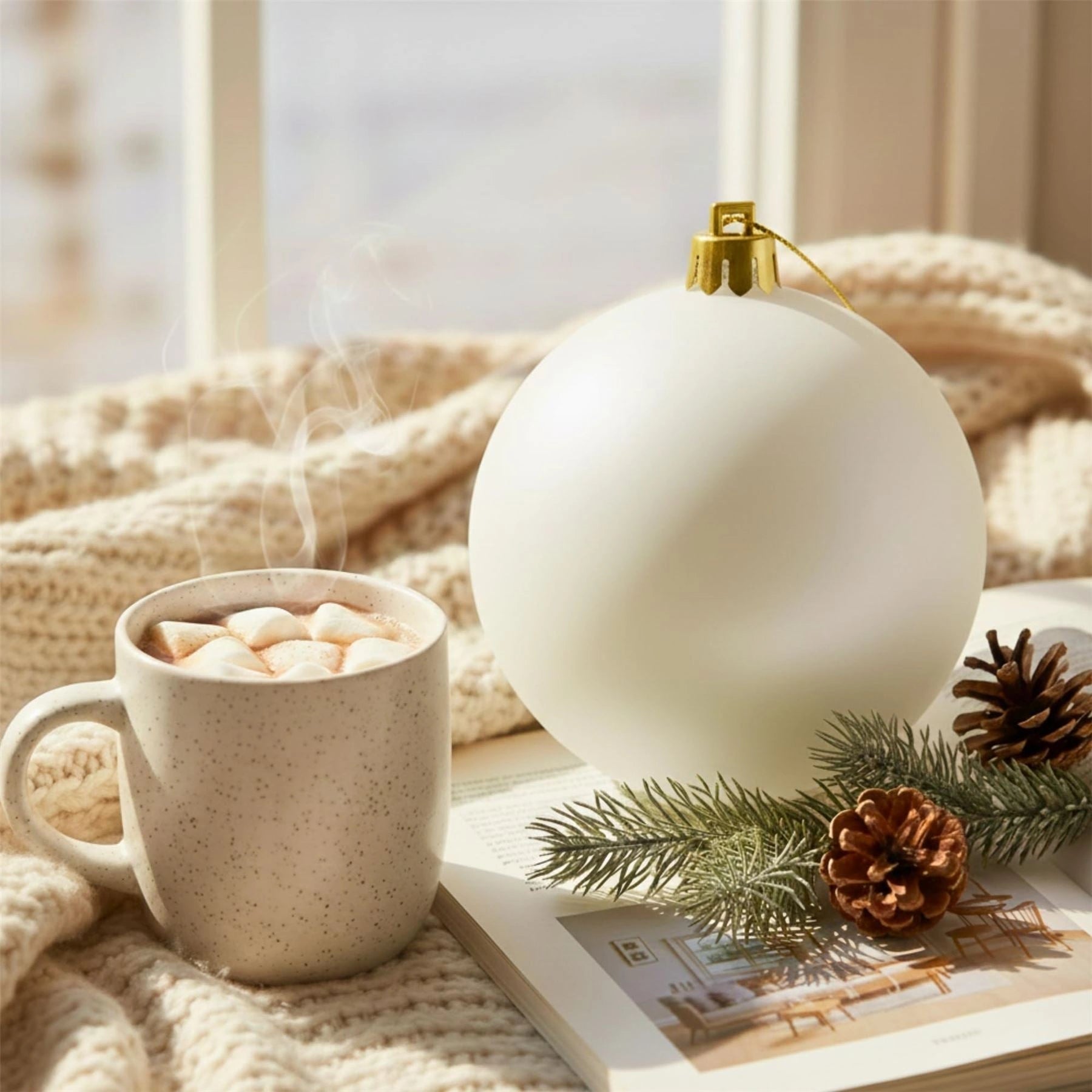 20cm White Matte Shatterproof Christmas Bauble – Elegant Festive Hanging Decoration