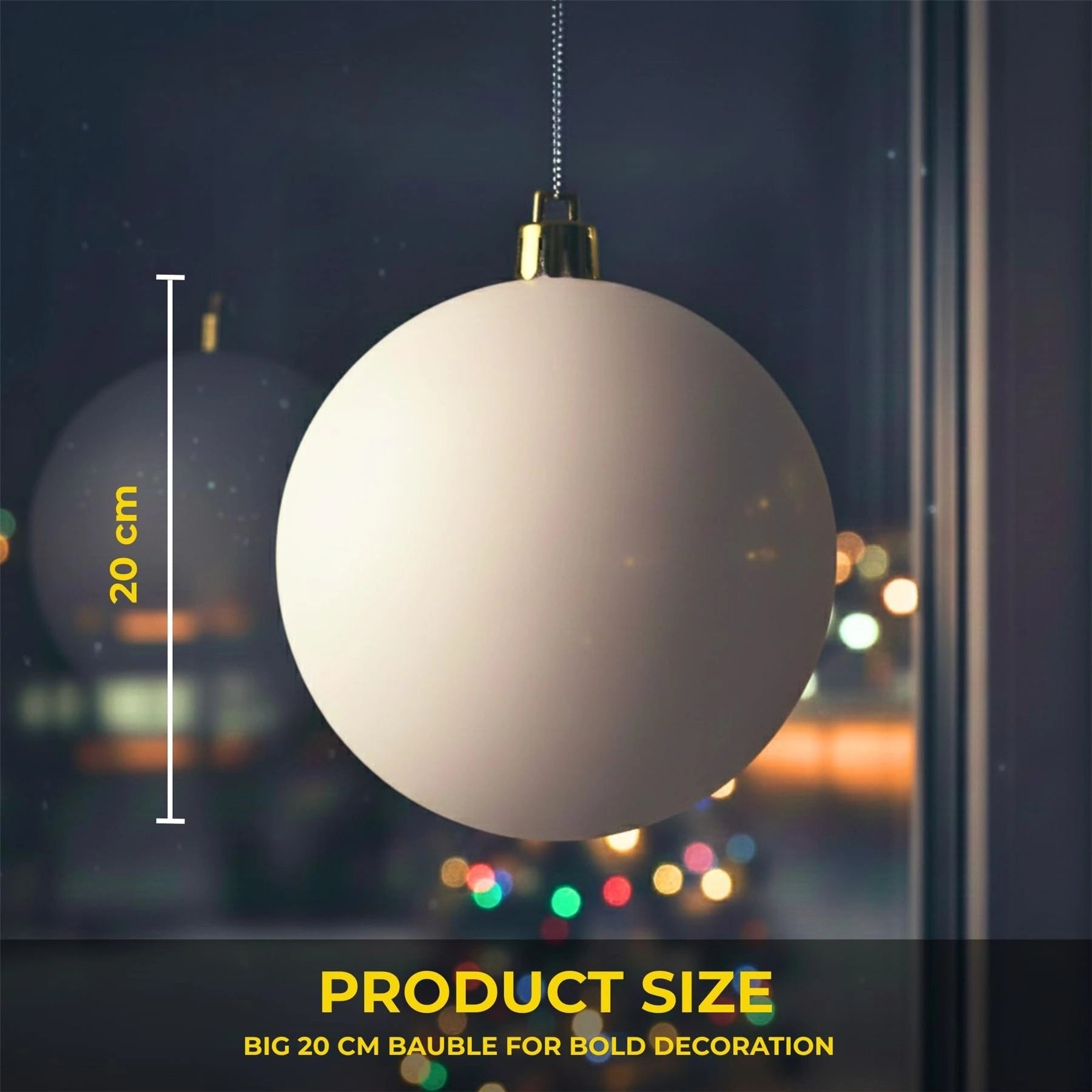 20cm White Matte Shatterproof Christmas Bauble – Elegant Festive Hanging Decoration
