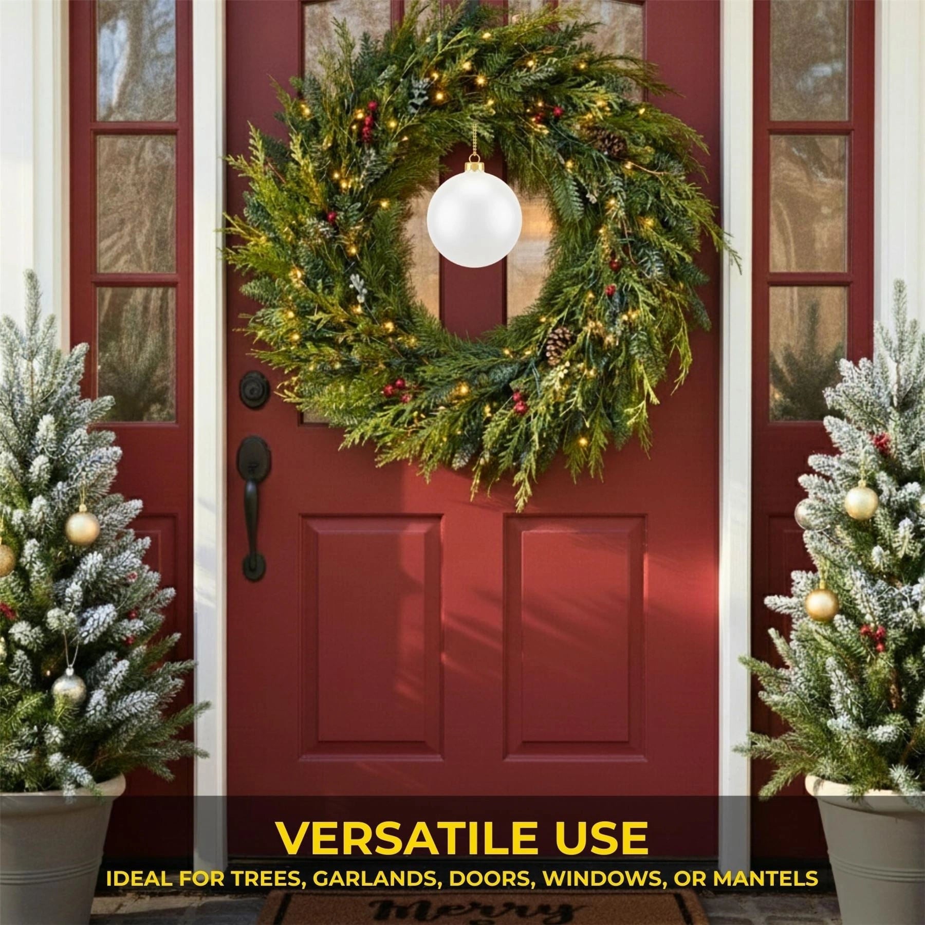 20cm White Matte Shatterproof Christmas Bauble – Elegant Festive Hanging Decoration