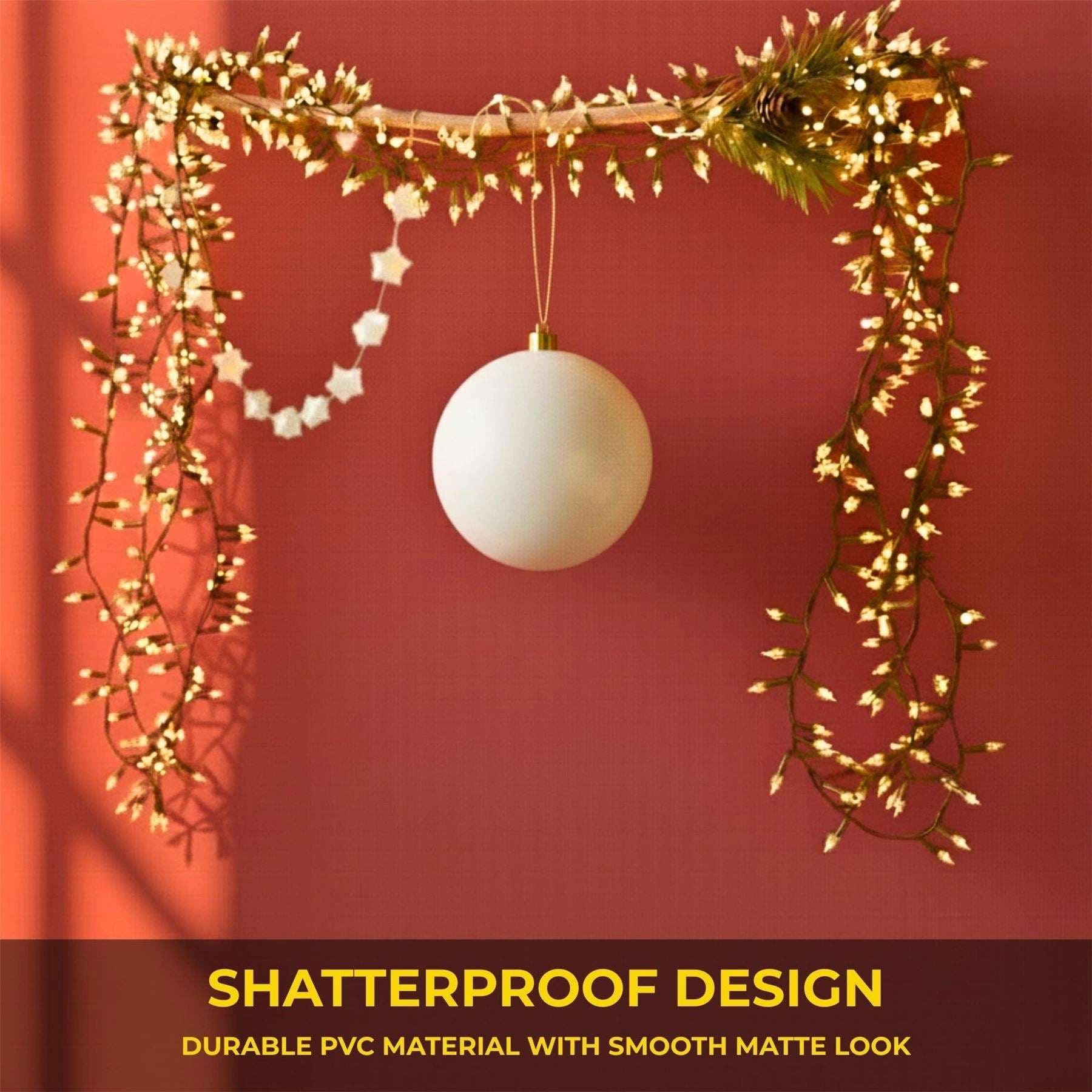 20cm White Matte Shatterproof Christmas Bauble – Elegant Festive Hanging Decoration