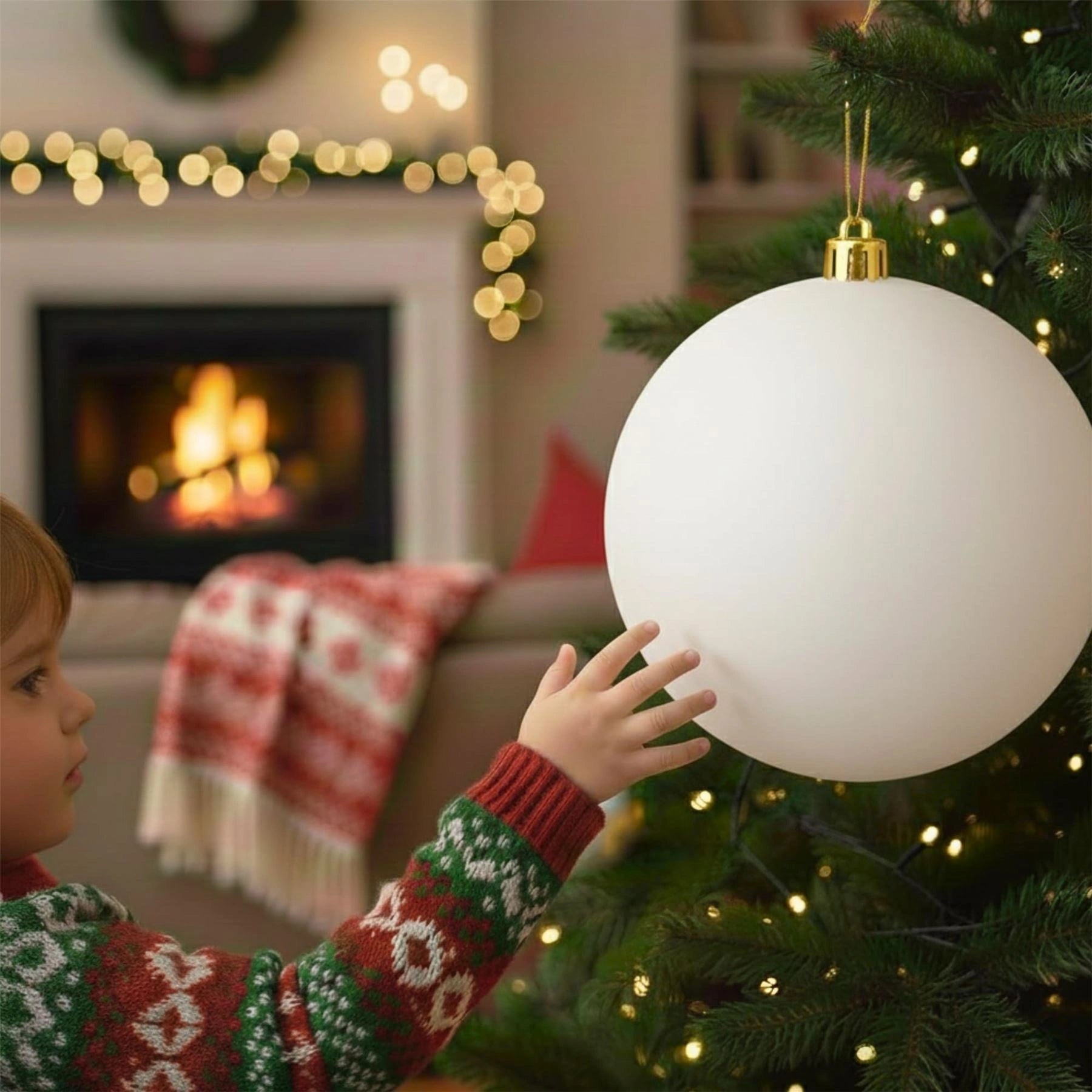 20cm White Matte Shatterproof Christmas Bauble – Elegant Festive Hanging Decoration