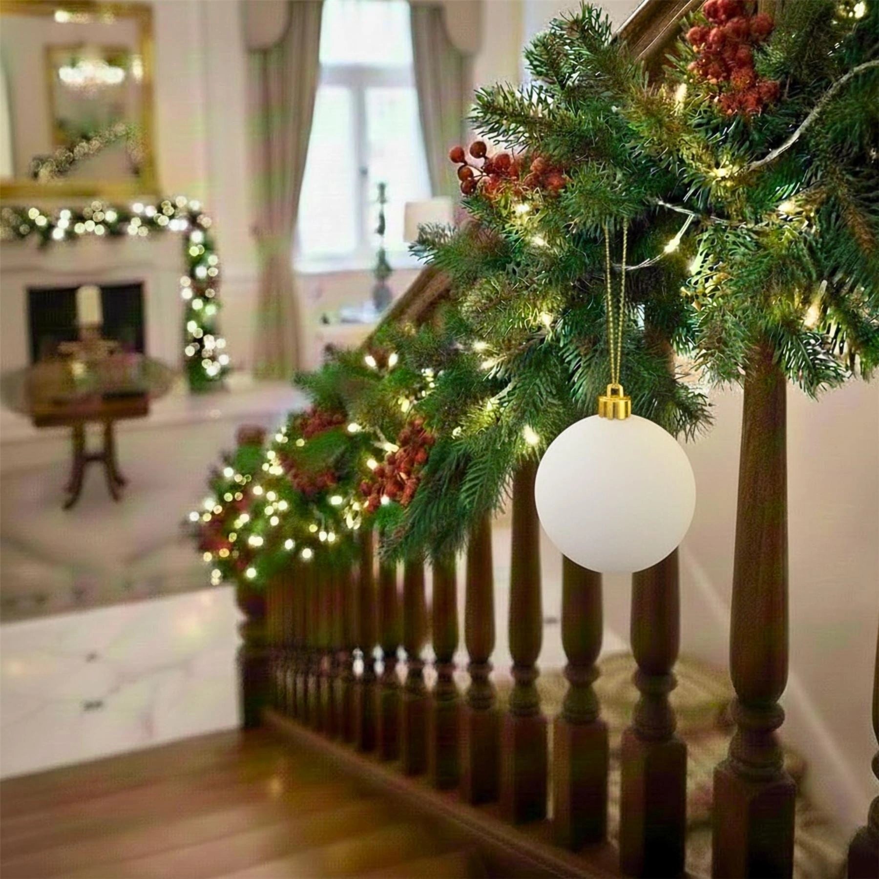 20cm White Matte Shatterproof Christmas Bauble – Elegant Festive Hanging Decoration