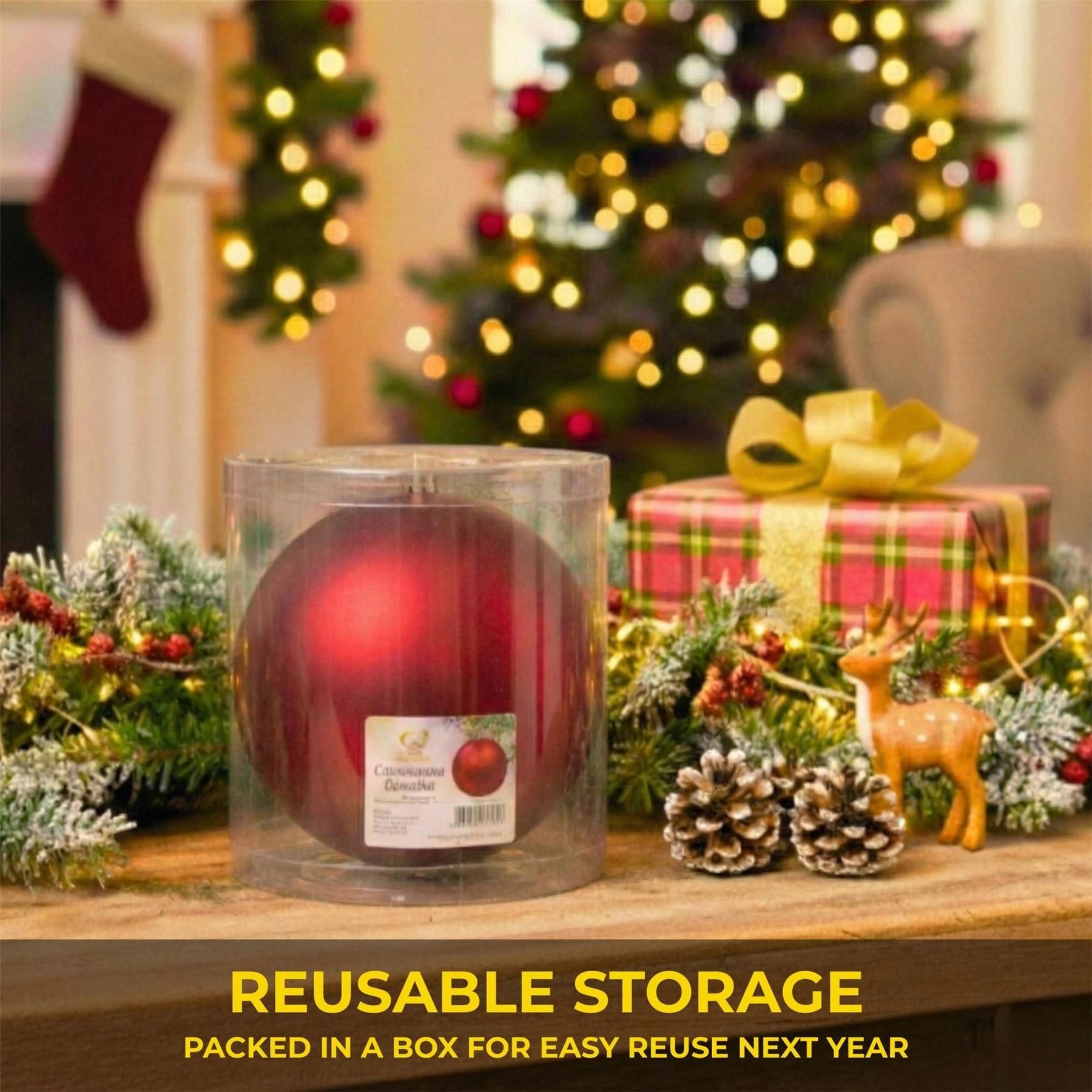20cm Dark Red Matte Shatterproof Christmas Bauble – Elegant Festive Hanging Decoration