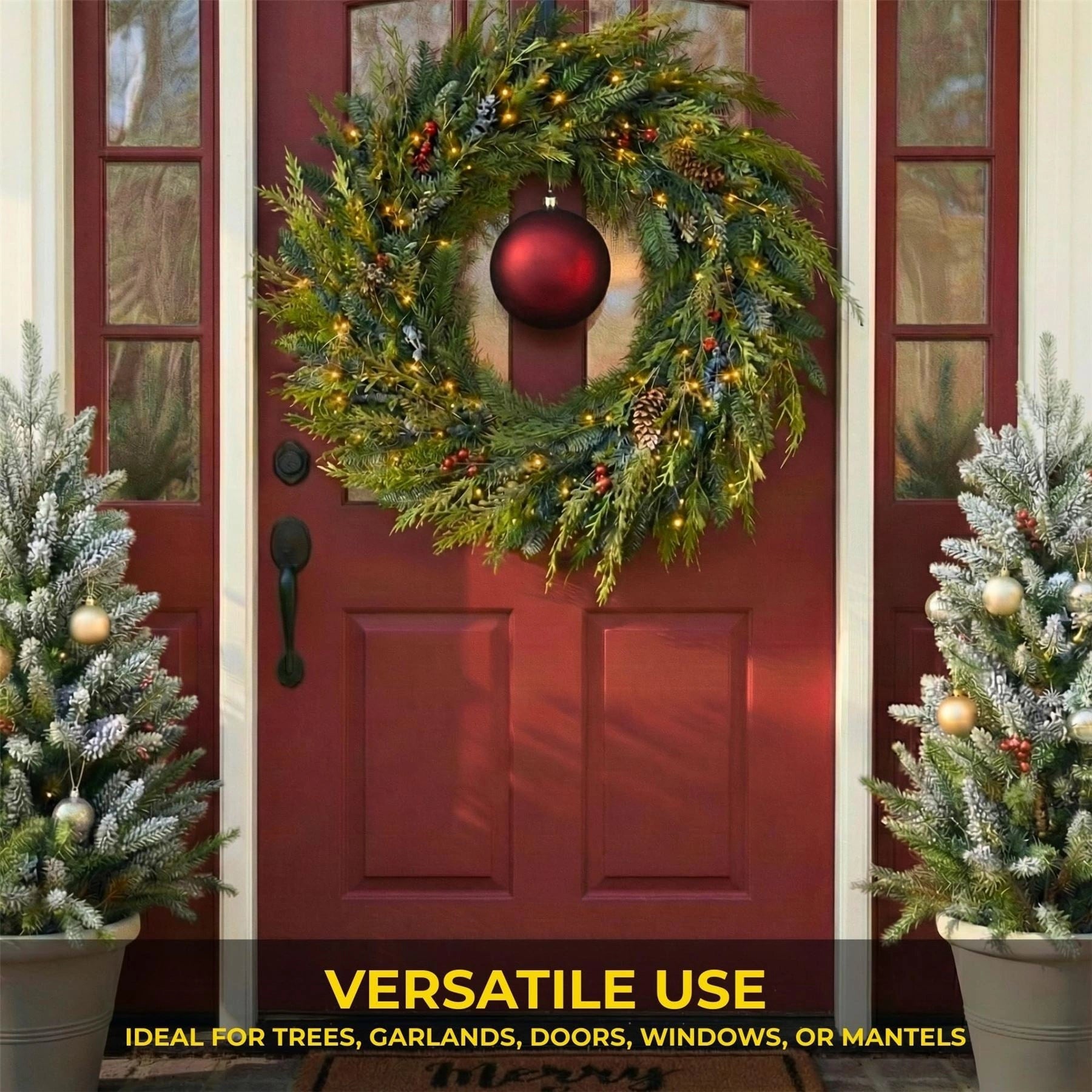 20cm Dark Red Matte Shatterproof Christmas Bauble – Elegant Festive Hanging Decoration