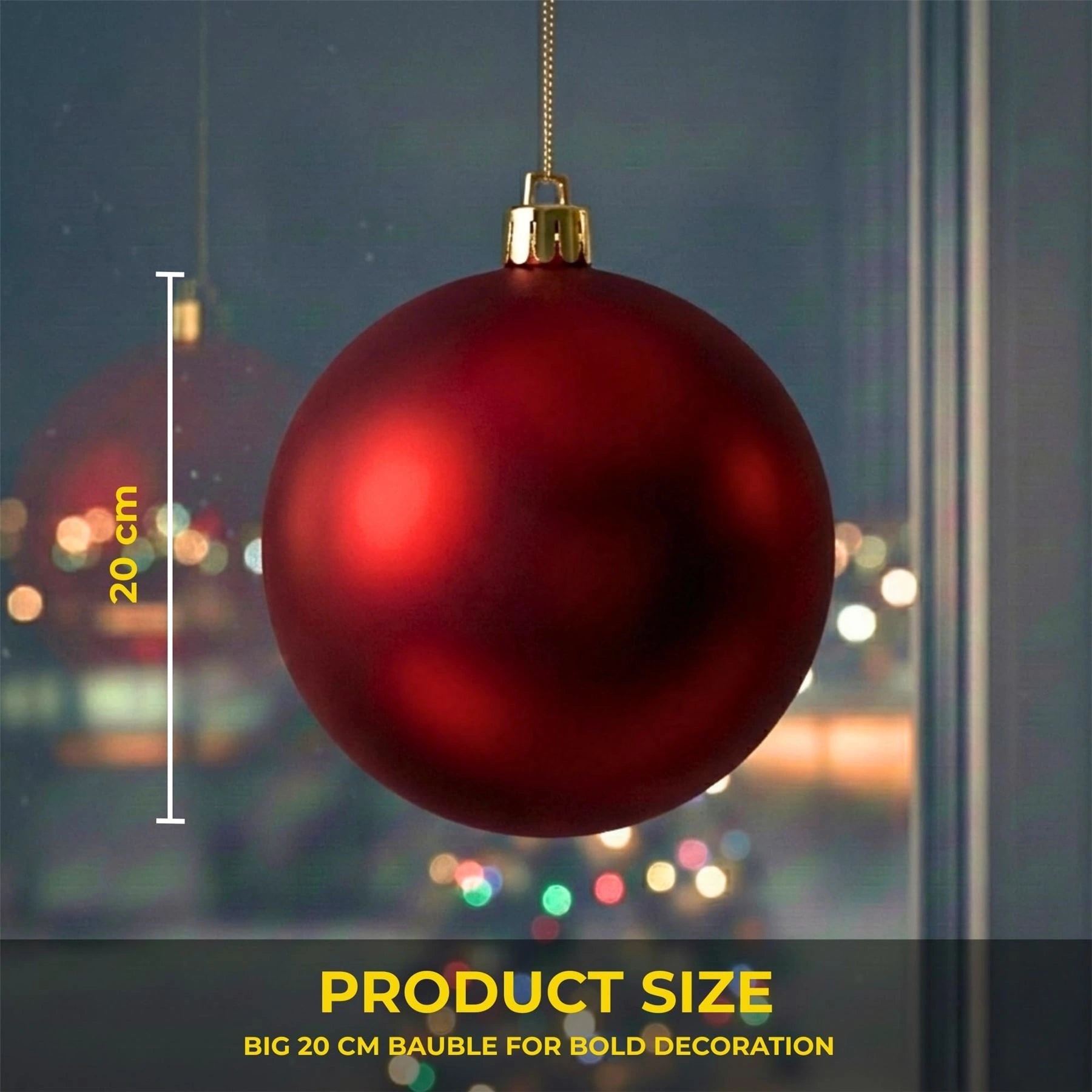 20cm Dark Red Matte Shatterproof Christmas Bauble – Elegant Festive Hanging Decoration