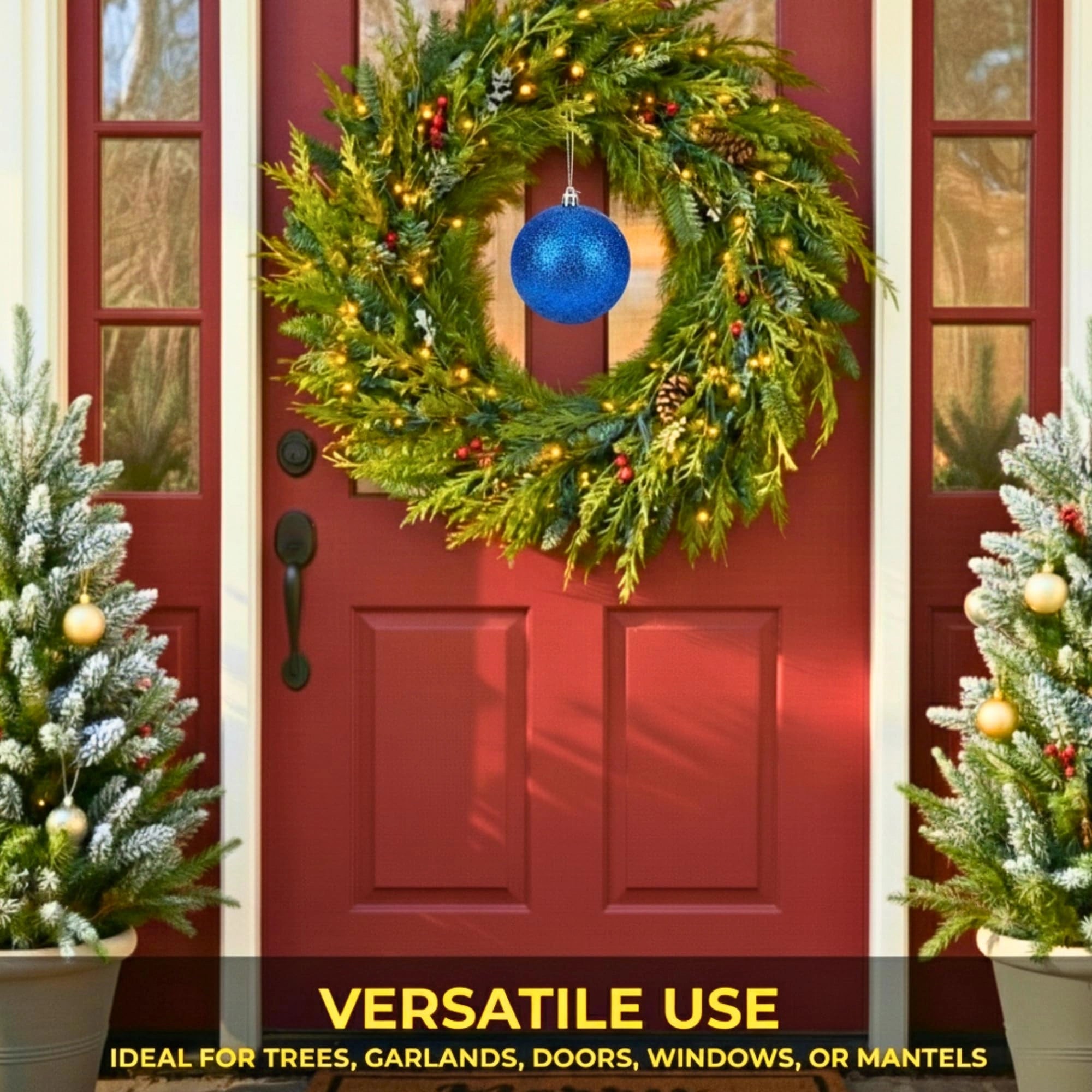 20cm Dark Blue Glitter Shatterproof Christmas Bauble – Sparkling Festive Hanging Decoration