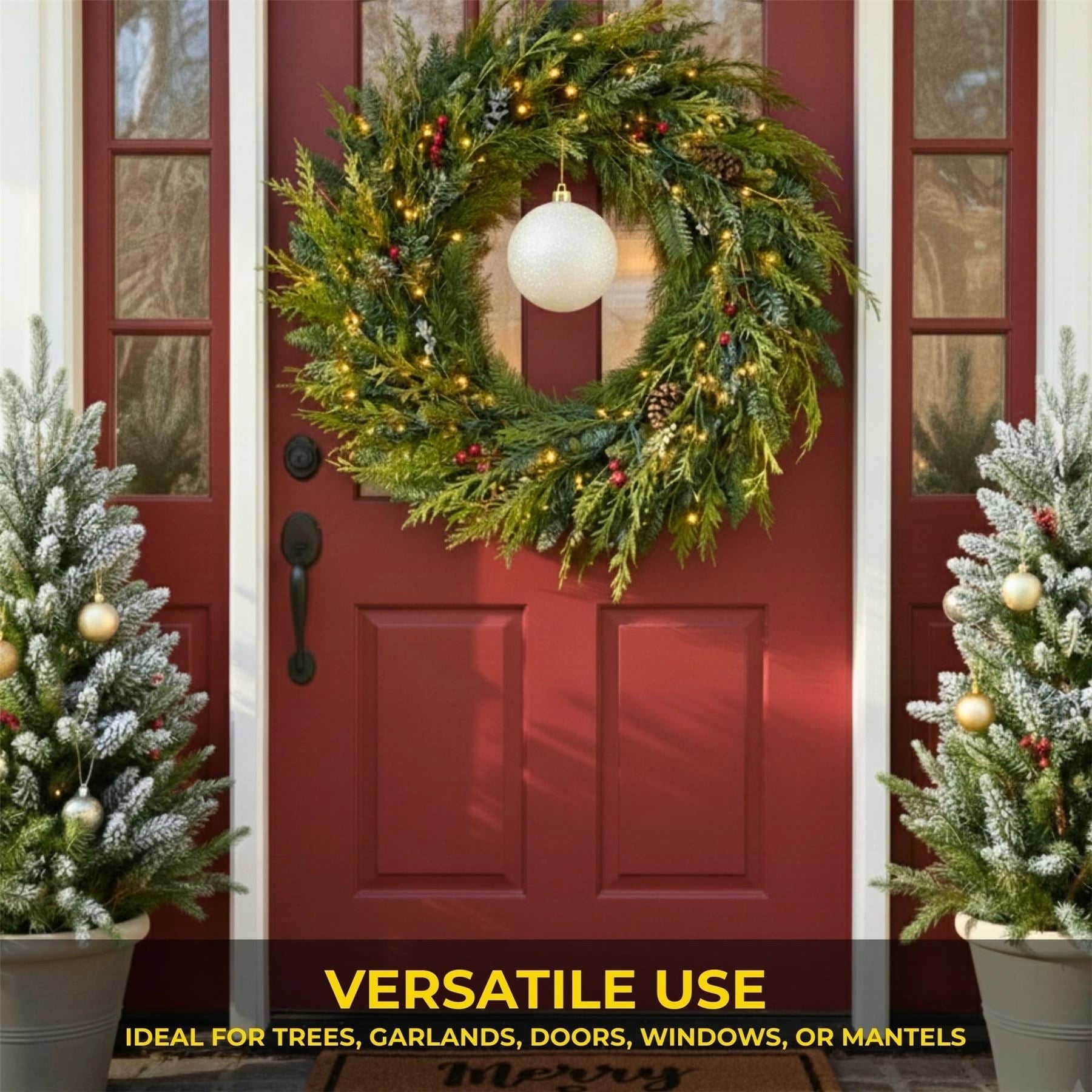 20cm White Glitter Shatterproof Christmas Bauble – Sparkling Festive Hanging Decoration