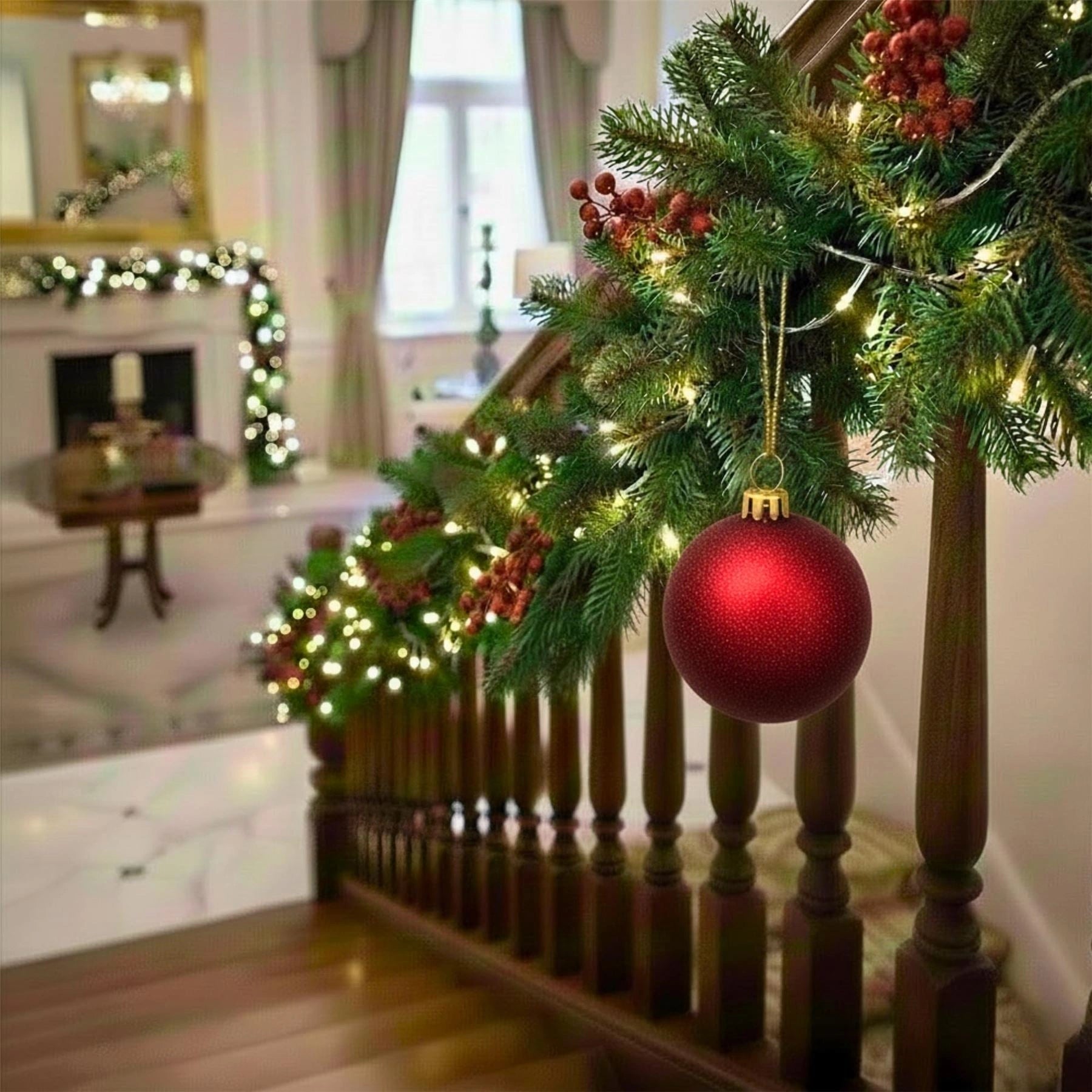 20cm Dark Red Glitter Shatterproof Christmas Bauble – Sparkling Festive Hanging Decoration