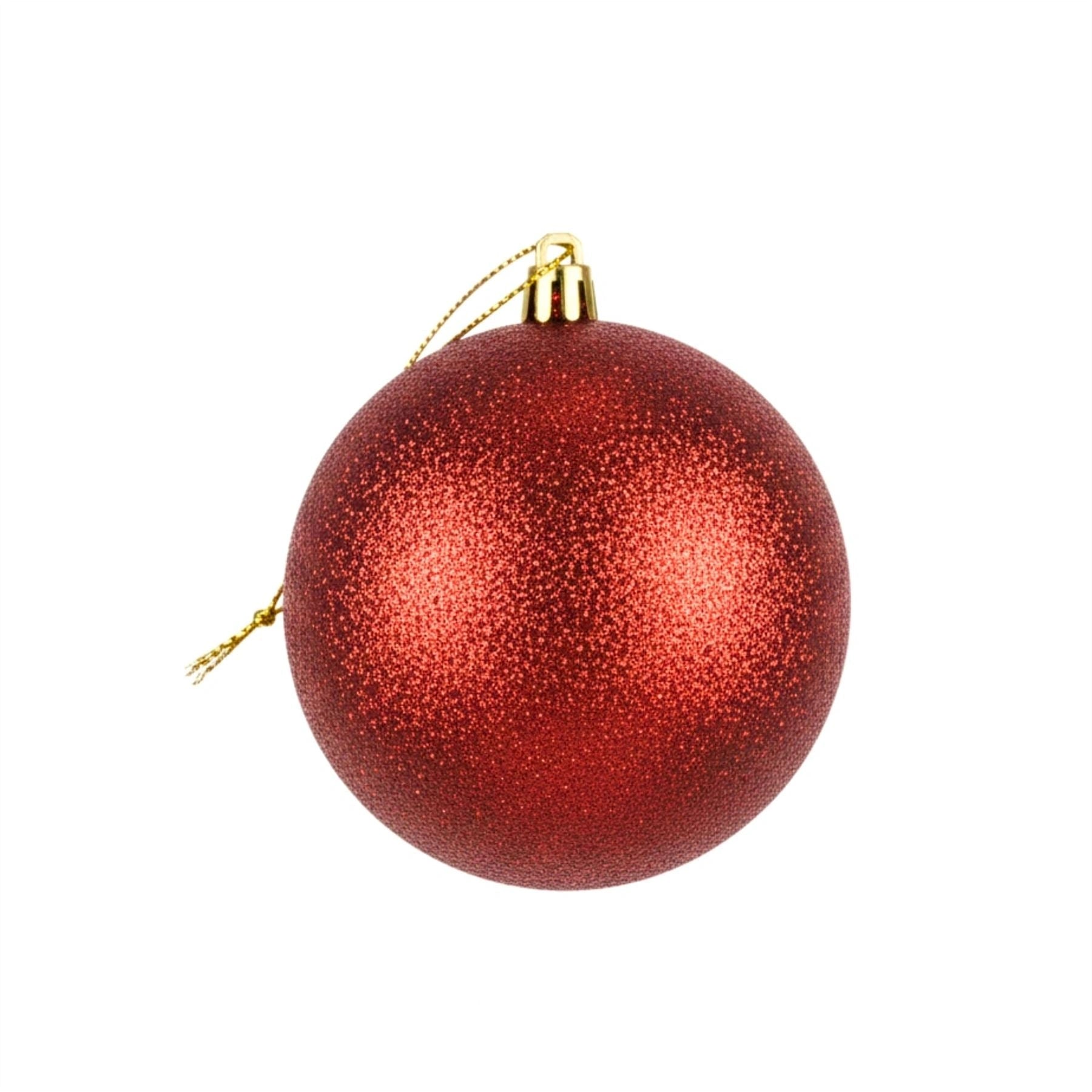 20cm Dark Red Glitter Shatterproof Christmas Bauble – Sparkling Festive Hanging Decoration
