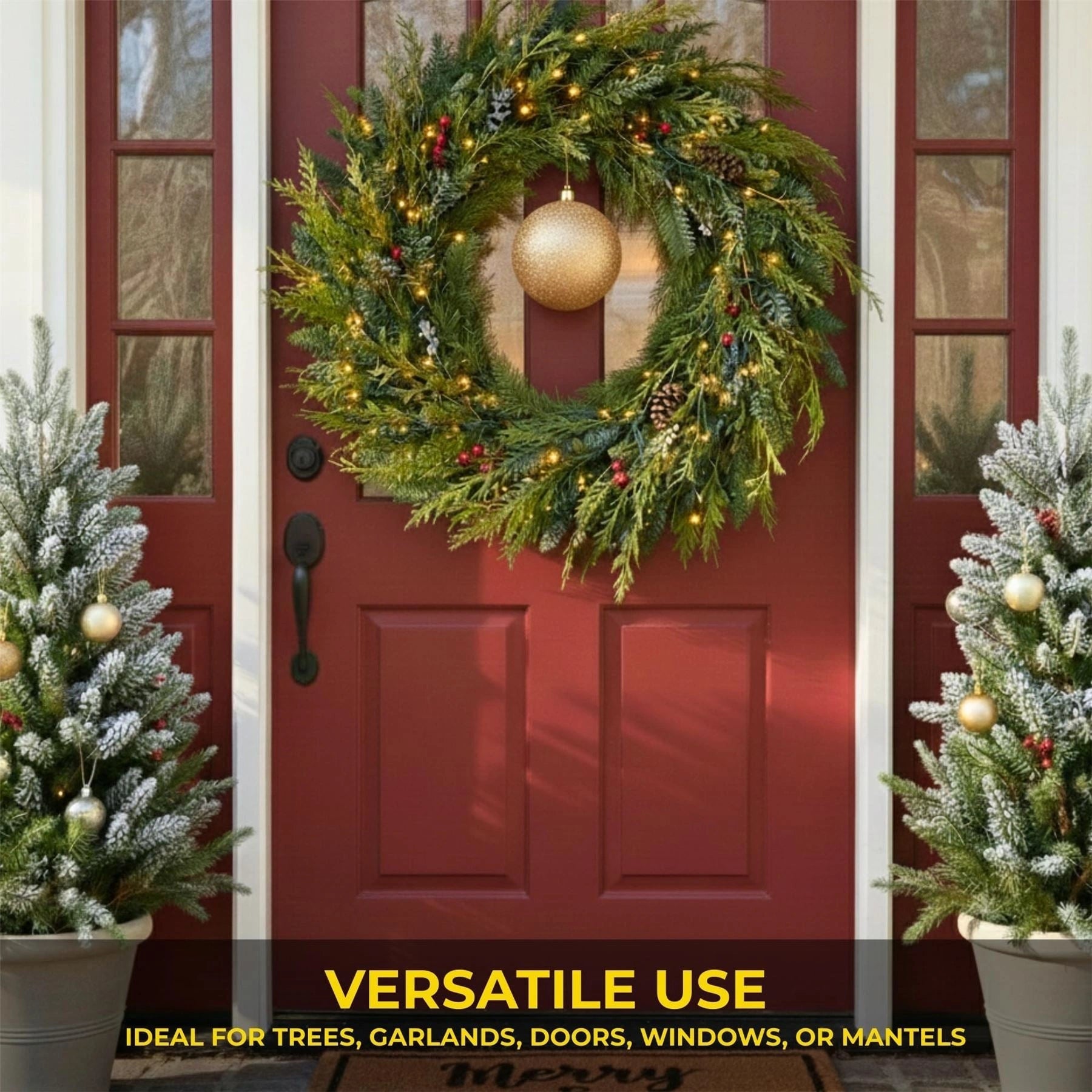 20cm Champagne Glitter Shatterproof Christmas Bauble – Sparkling Festive Hanging Decoration