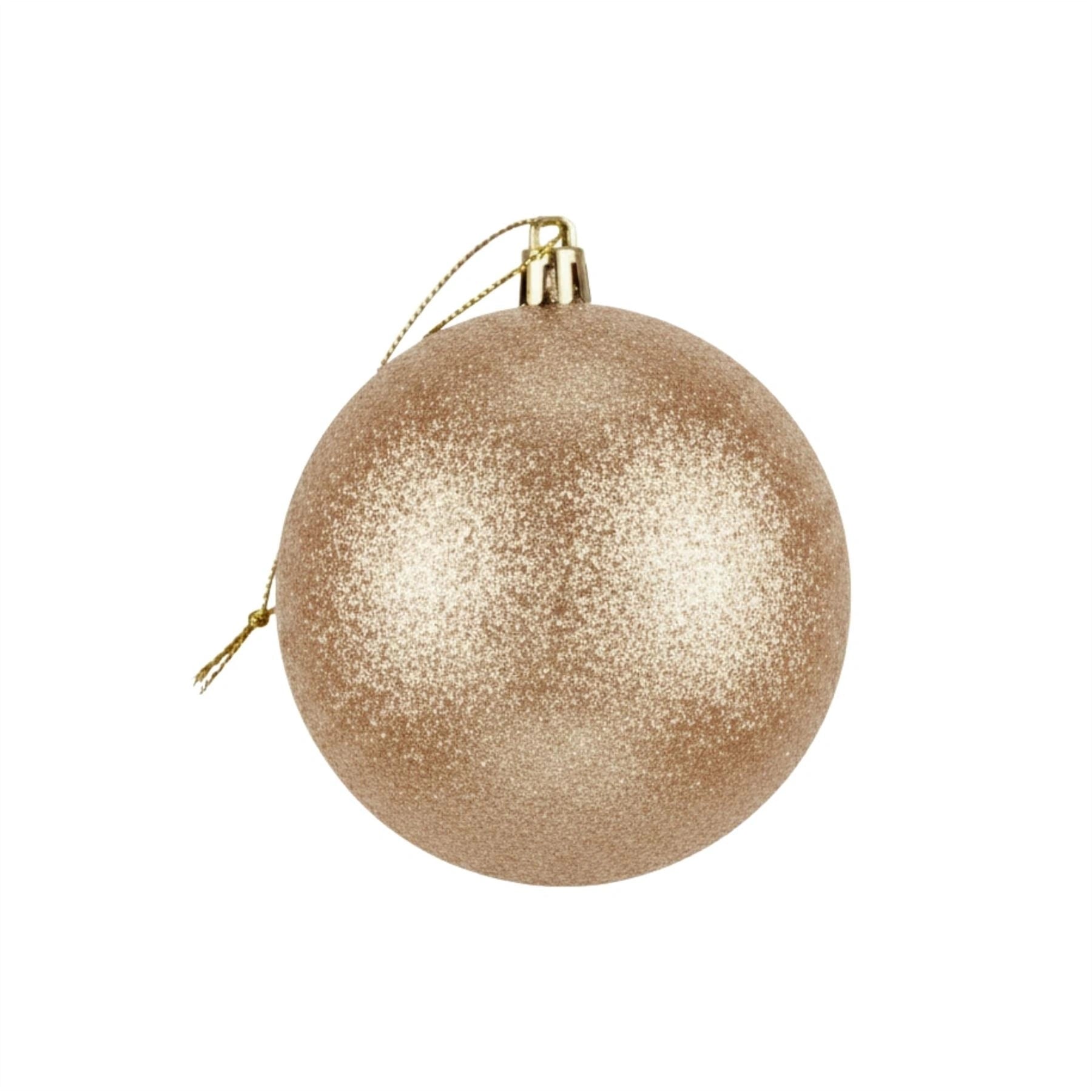 20cm Champagne Glitter Shatterproof Christmas Bauble – Sparkling Festive Hanging Decoration