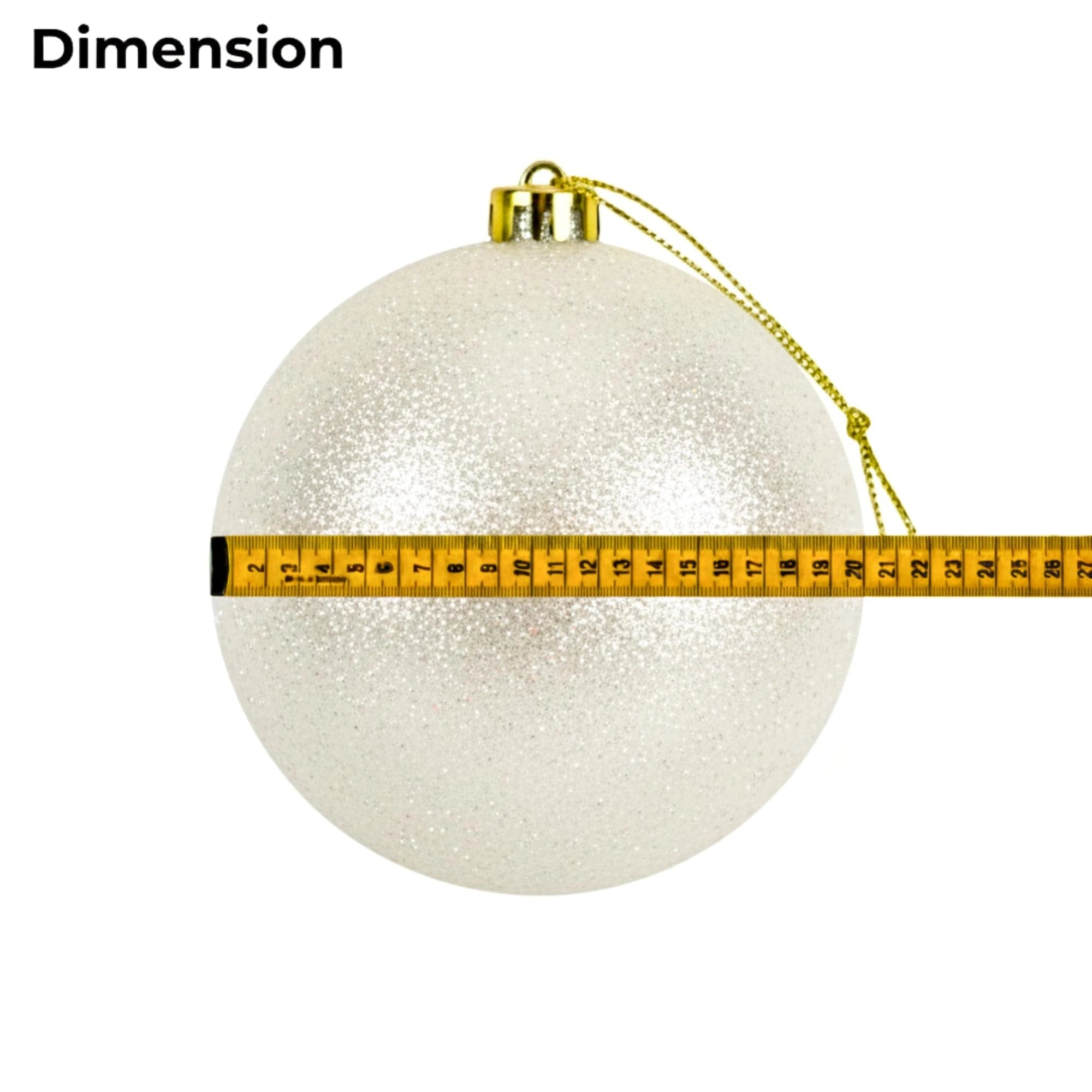 20cm White Christmas Baubles – Assorted 3-Pack (Matt & Glitter, Shatterproof)
