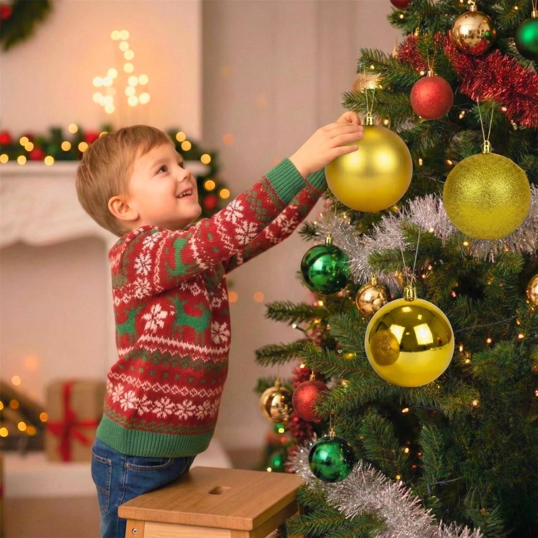 20cm Deep Gold Christmas Baubles – Assorted 3-Pack (Matt & Glitter, Shatterproof)