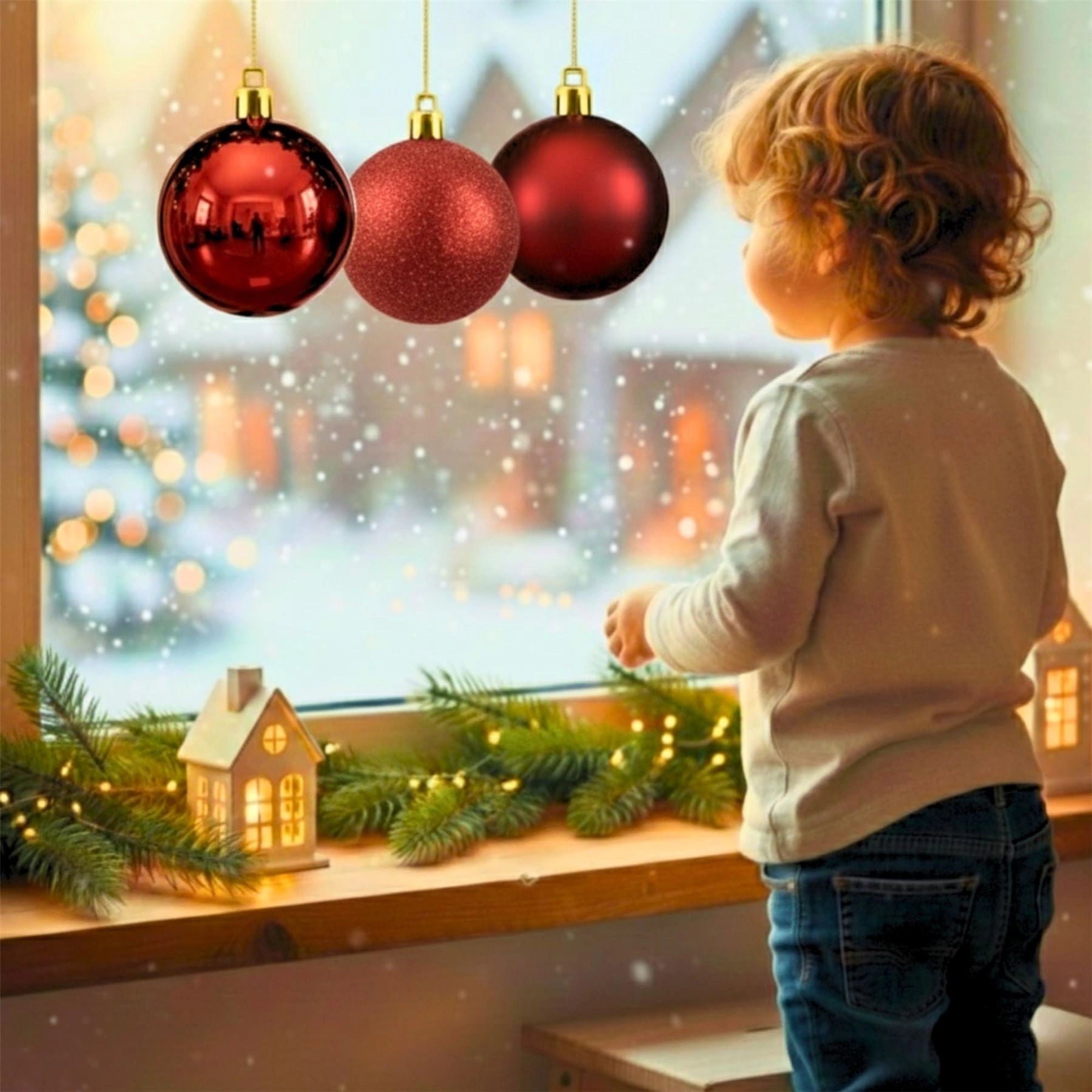 20cm Dark Red Christmas Baubles – Assorted 3-Pack (Matt & Glitter, Shatterproof)