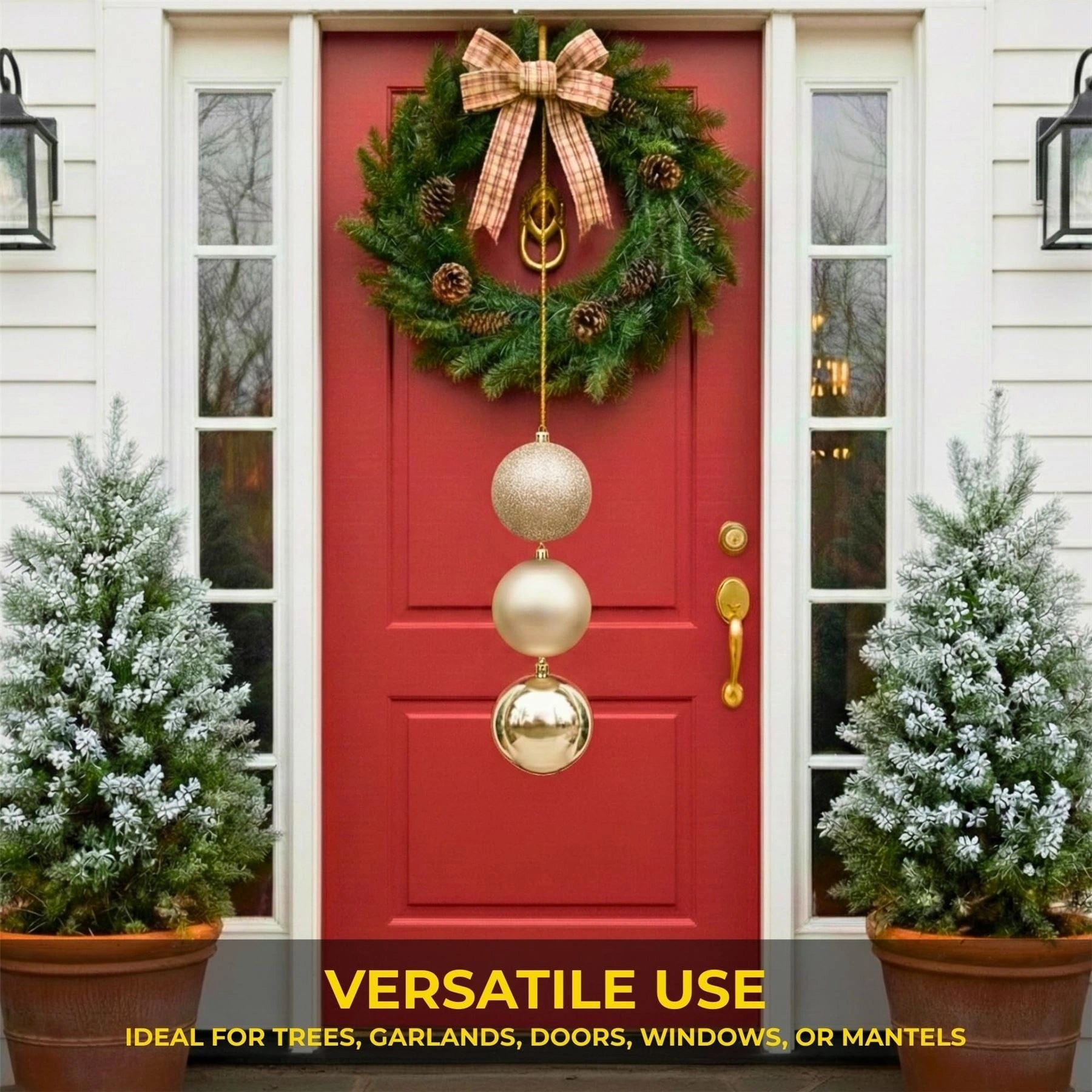 20cm Champagne Christmas Baubles – Assorted 3-Pack (Matt & Glitter, Shatterproof)