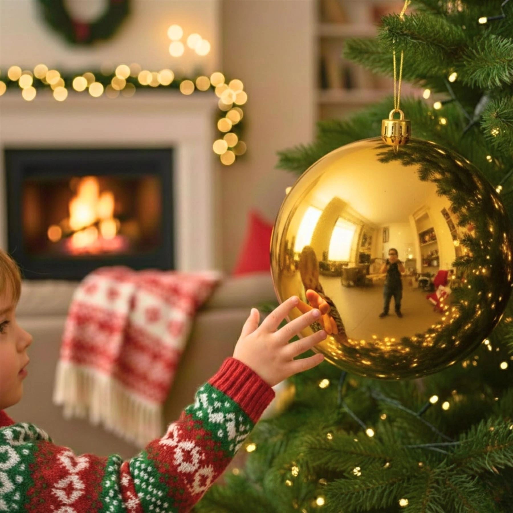 25cm Deep Gold Christmas Bauble – Shatterproof, Gloss Finish